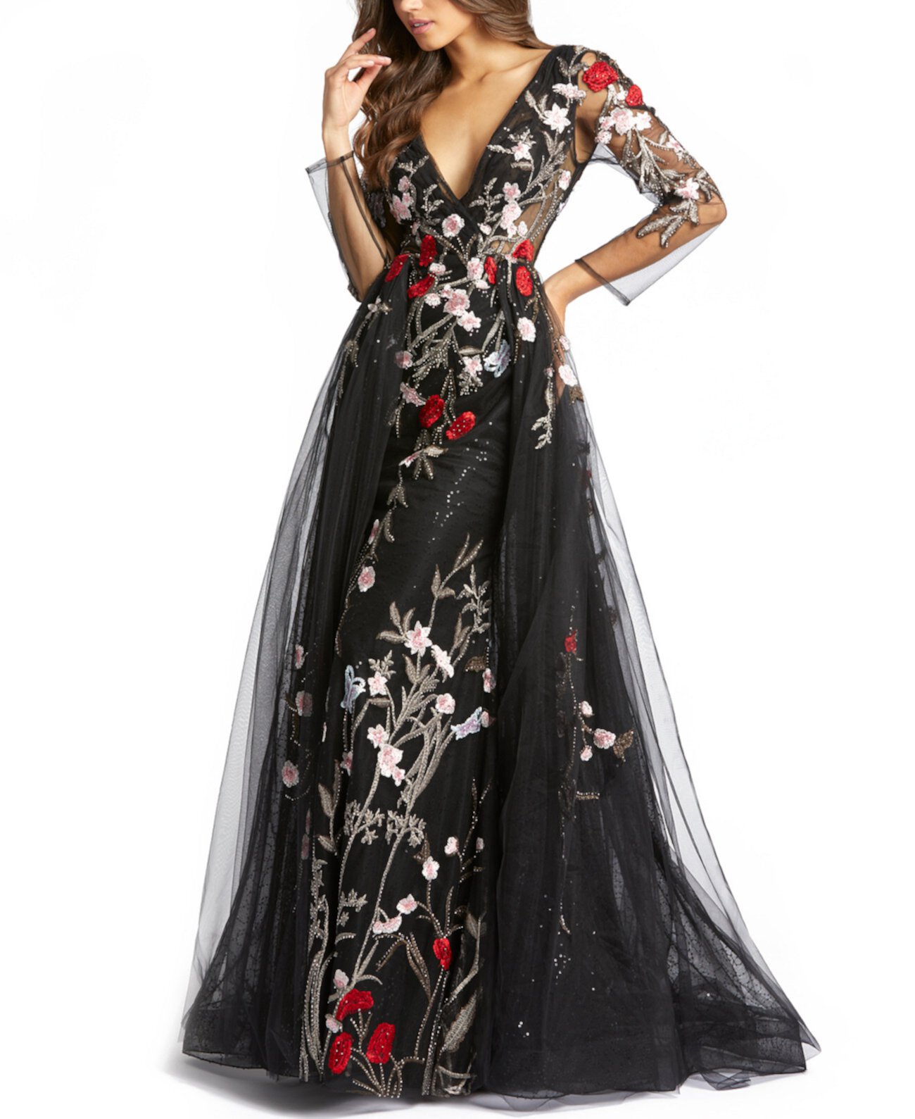 Платье с цветочным декором MAC DUGGAL