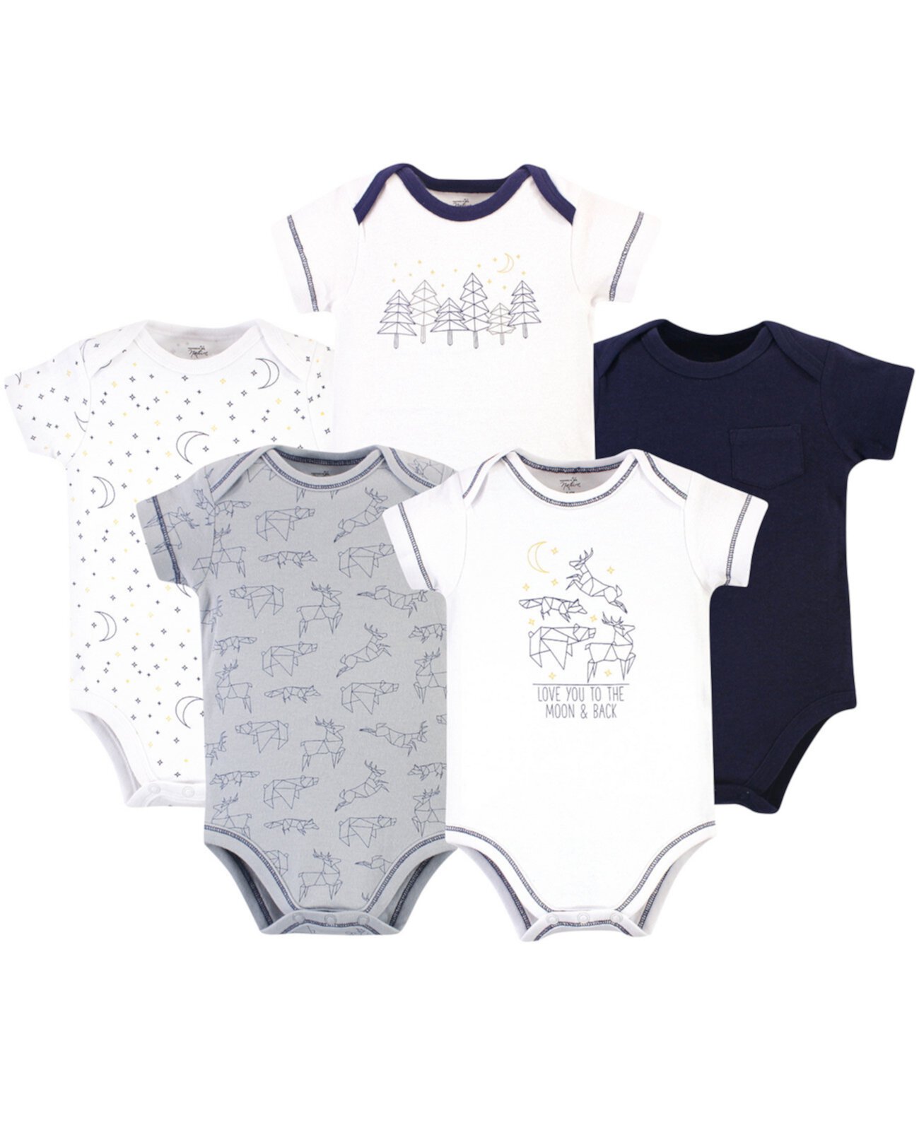 Baby Boys Baby Organic Cotton Bodysuits 5pk, Constellation Touched by Nature