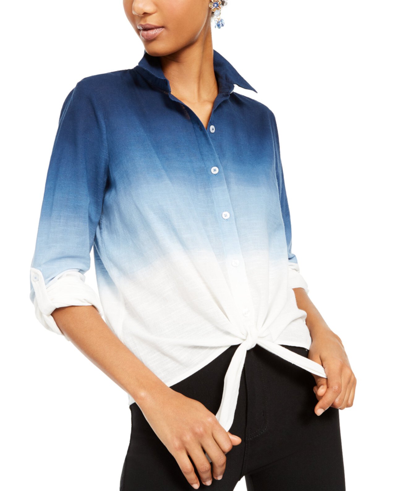 Рубашка с завязками INC Cotton Ombré, созданная для Macy's INC International Concepts