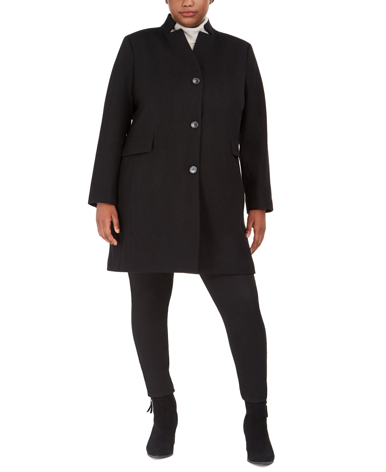 Пальто с воротником-стойкой большого размера, созданное для Macy's DKNY