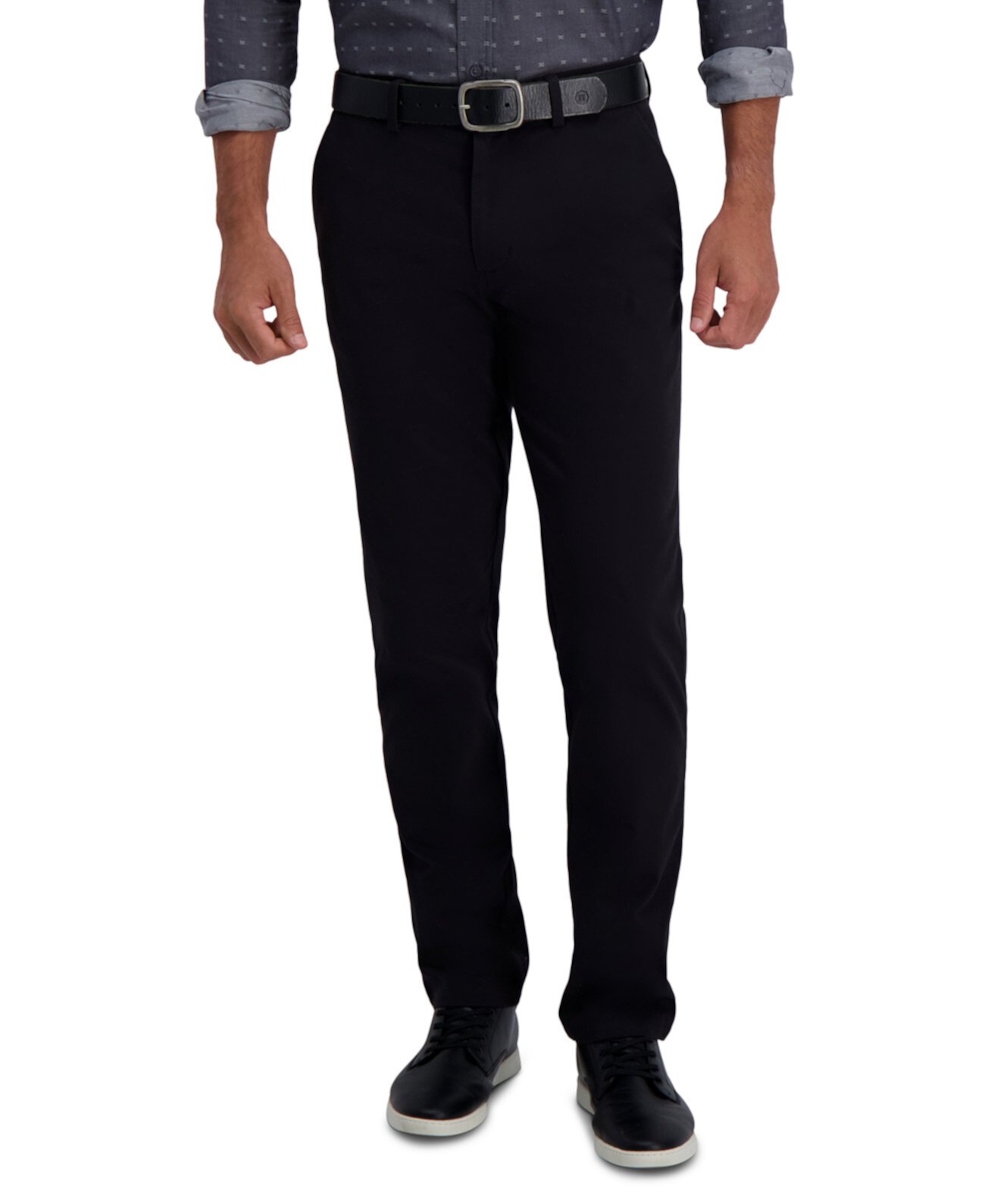 Мужские повседневные брюки Slim-Fit Motion цвета хаки с прямым гибким поясом HAGGAR