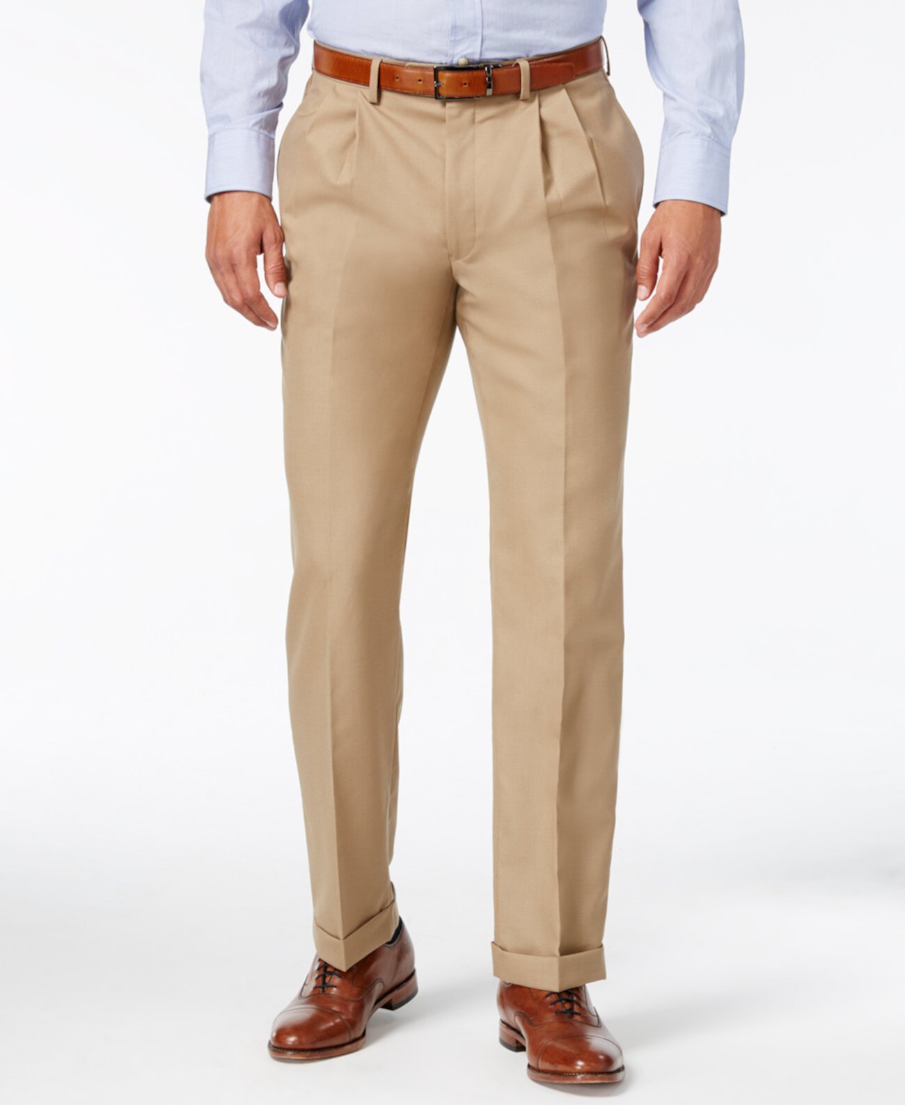 Классические брюки из 100% шерсти со складками и двойным переворотом Ralph Lauren