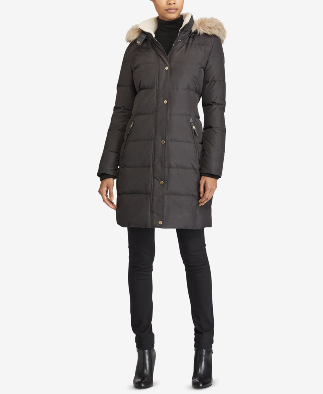 Стеганое пуховое пальто с отделкой из искусственного меха, созданное для Macy's Ralph Lauren