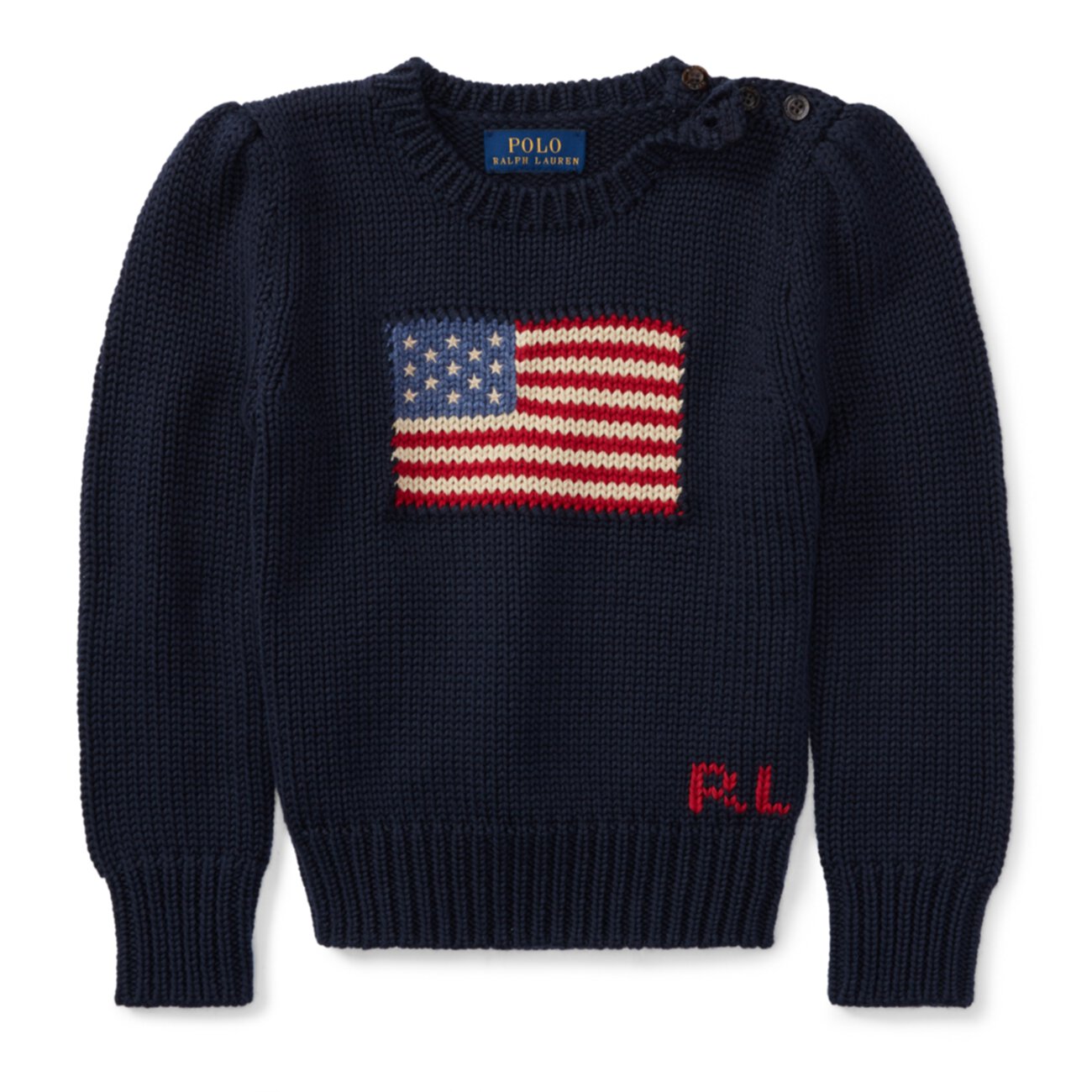 Хлопковый свитер с круглым вырезом Flag Ralph Lauren
