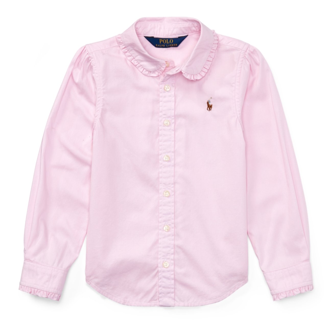 Хлопковая оксфордская рубашка с рюшами Ralph Lauren