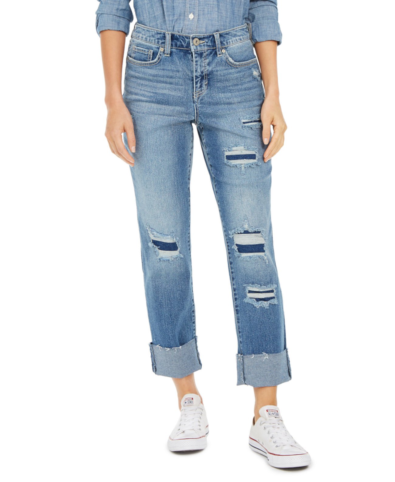 Прямые джинсы с рваными кропами, созданные для Macy's Style & Co