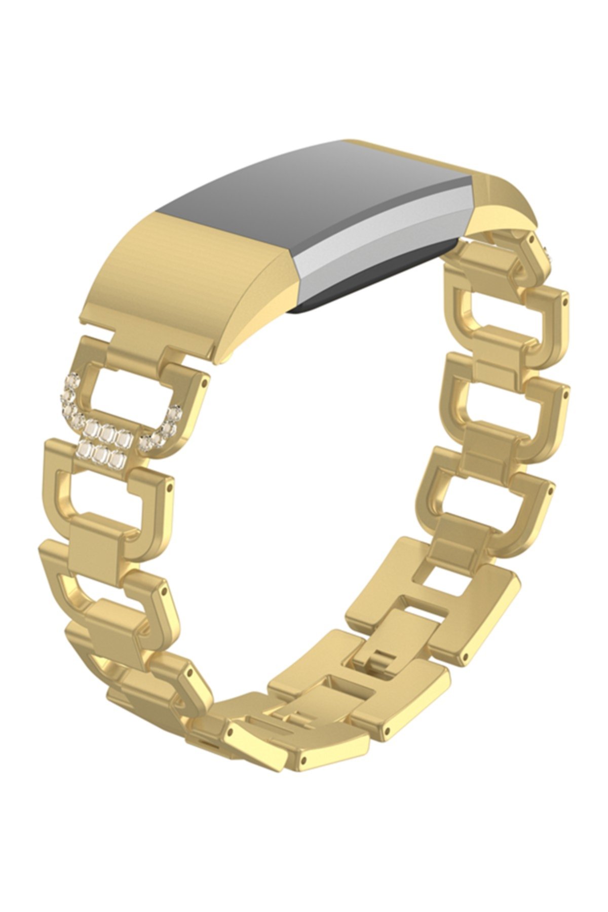 Большой браслет из сплава со стразами для Fitbit Charge 2 - золото POSH TECH