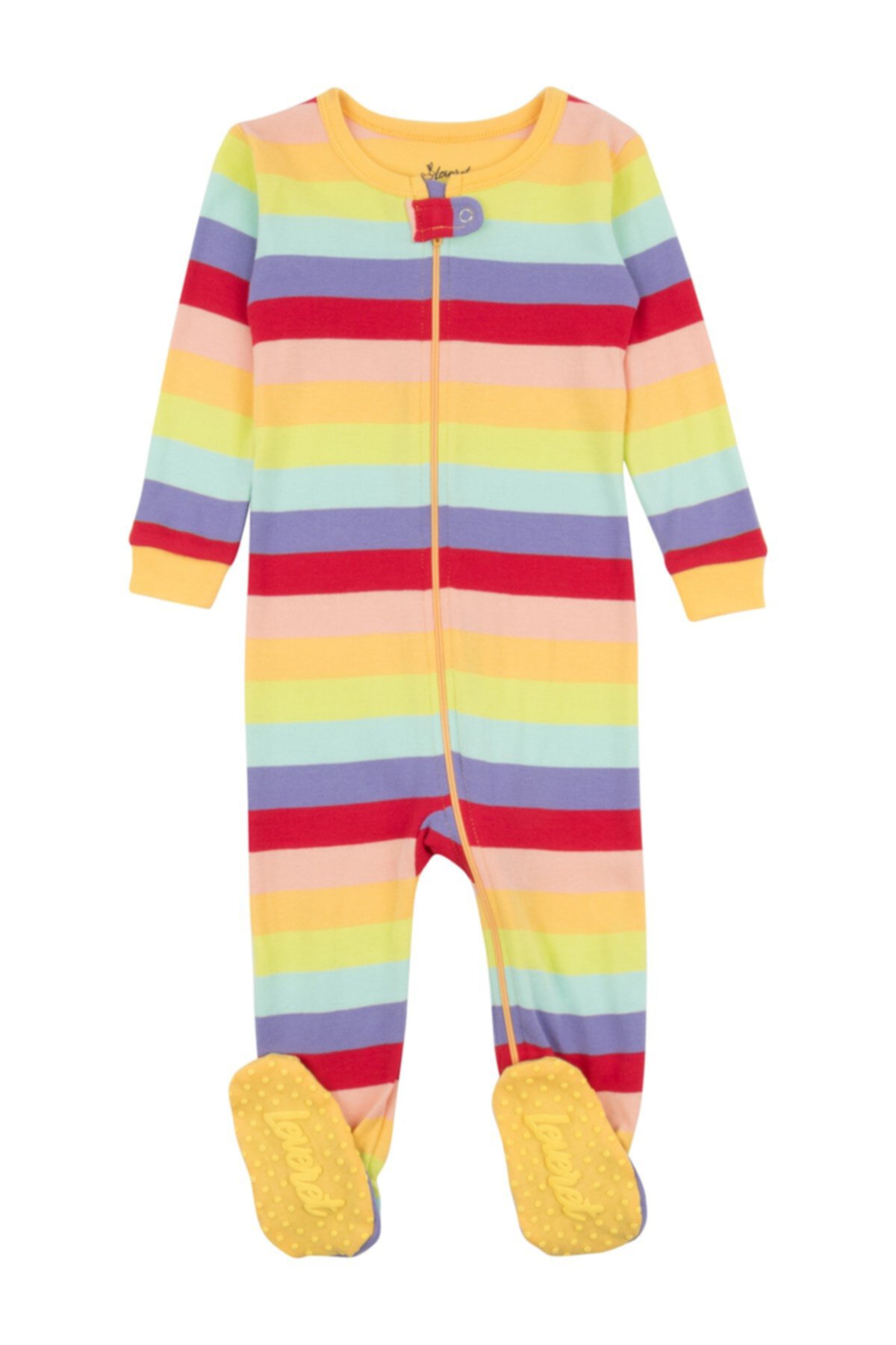 Хлопковая пижама Footie в радужную полоску (для девочек и малышей) Leveret