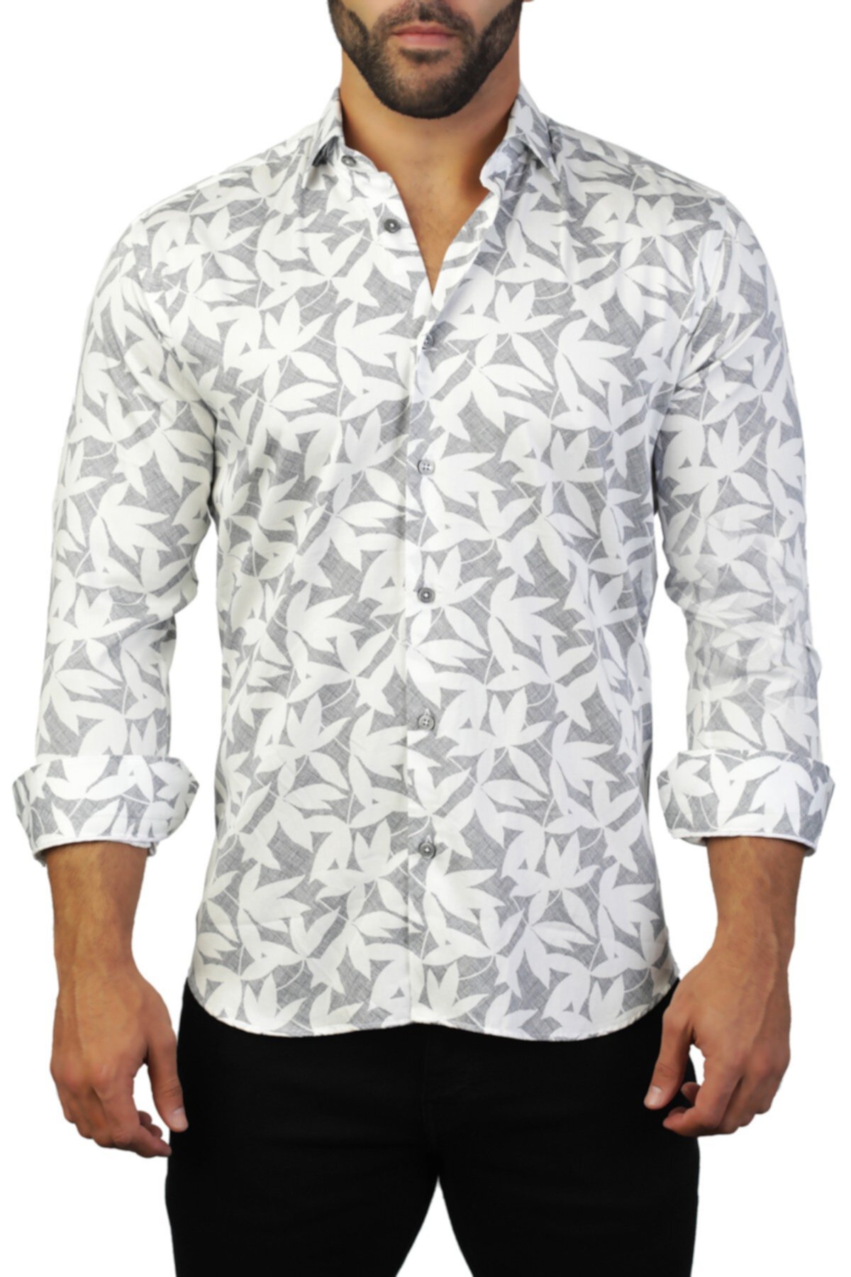 Классическая рубашка с принтом листьев Фибоначчи Maceoo