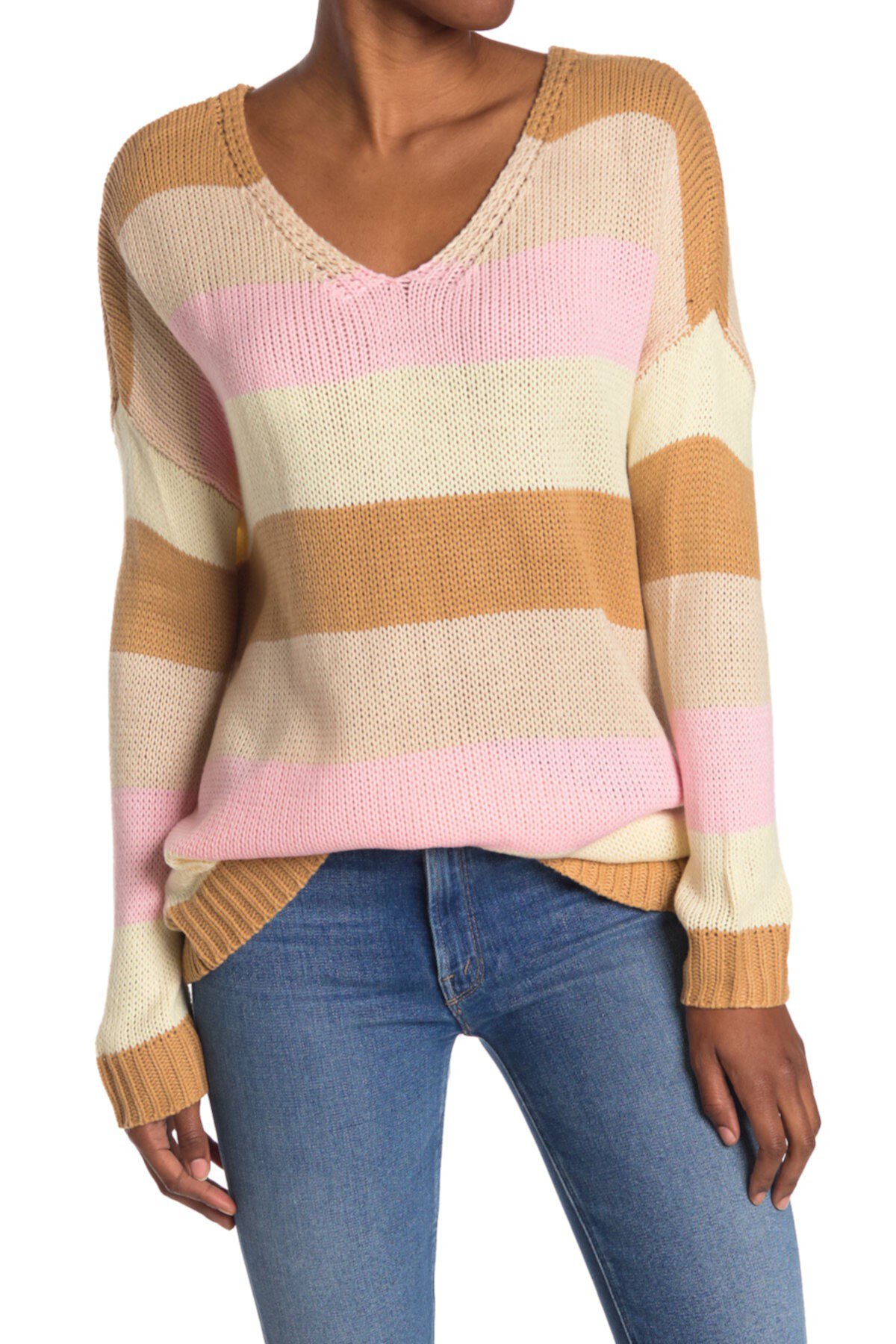 Разноцветный полосатый свитер Mustard Seed