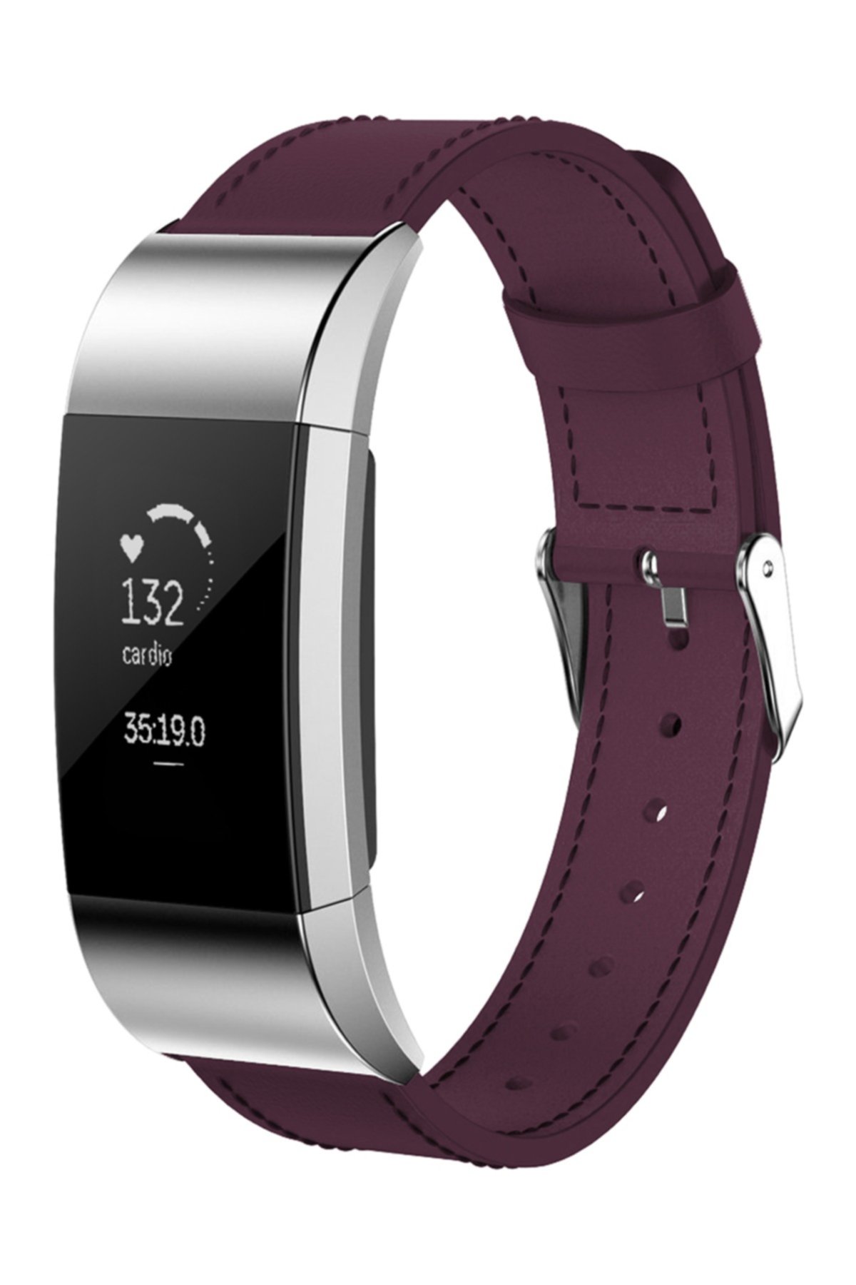 Большой кожаный ремешок для Fitbit Charge 2 - фиолетовый POSH TECH