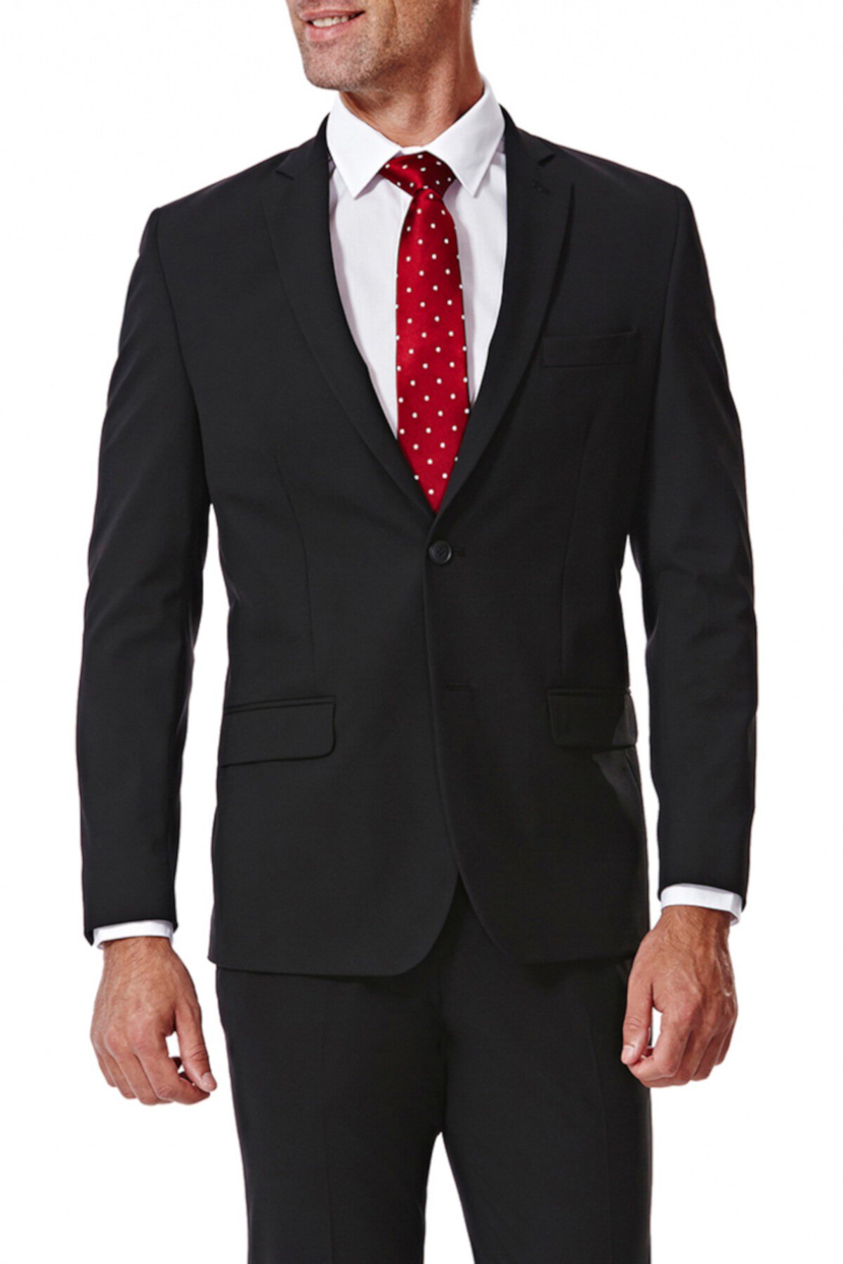 Габардин 4-полосный стрейч Slim Fit 2-кнопочный костюм отдельно пальто HAGGAR