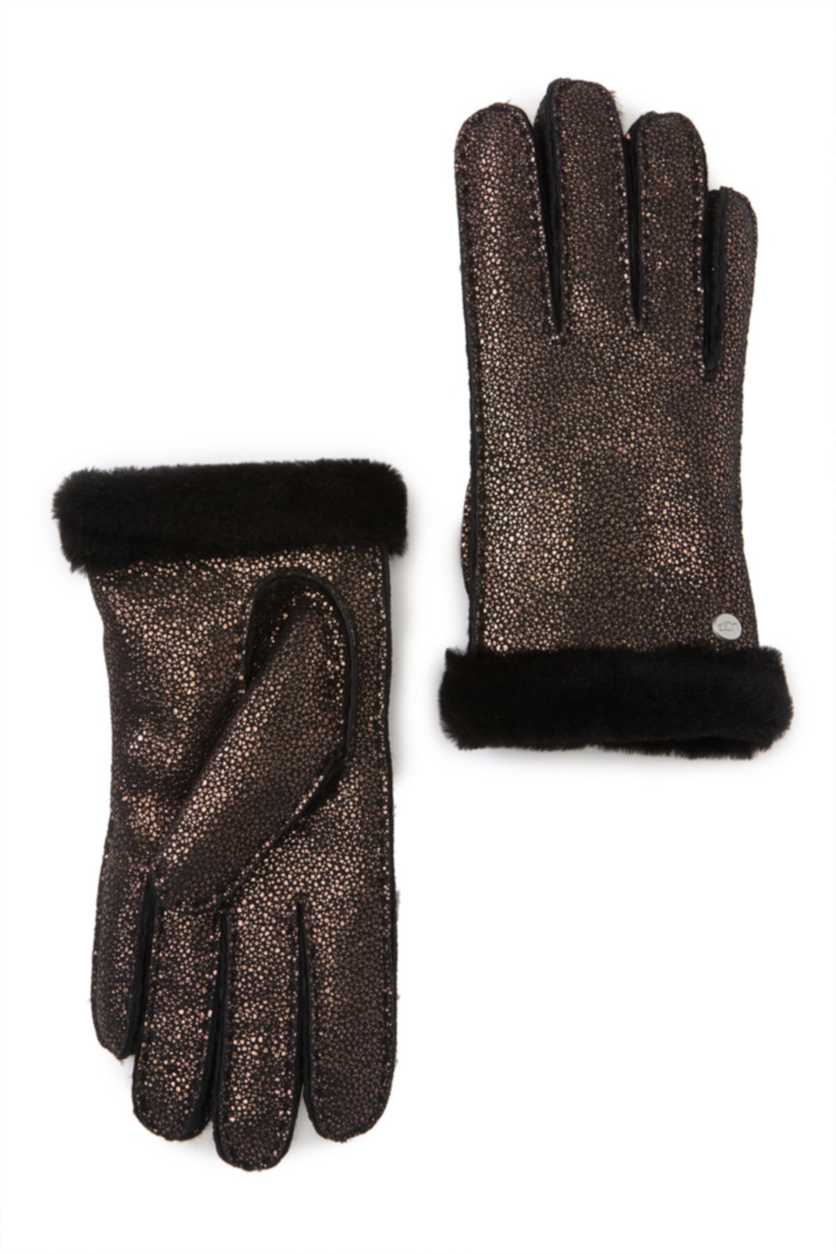 Натуральные крашеные перчатки с короткими рукавами из короткой шерсти UGG
