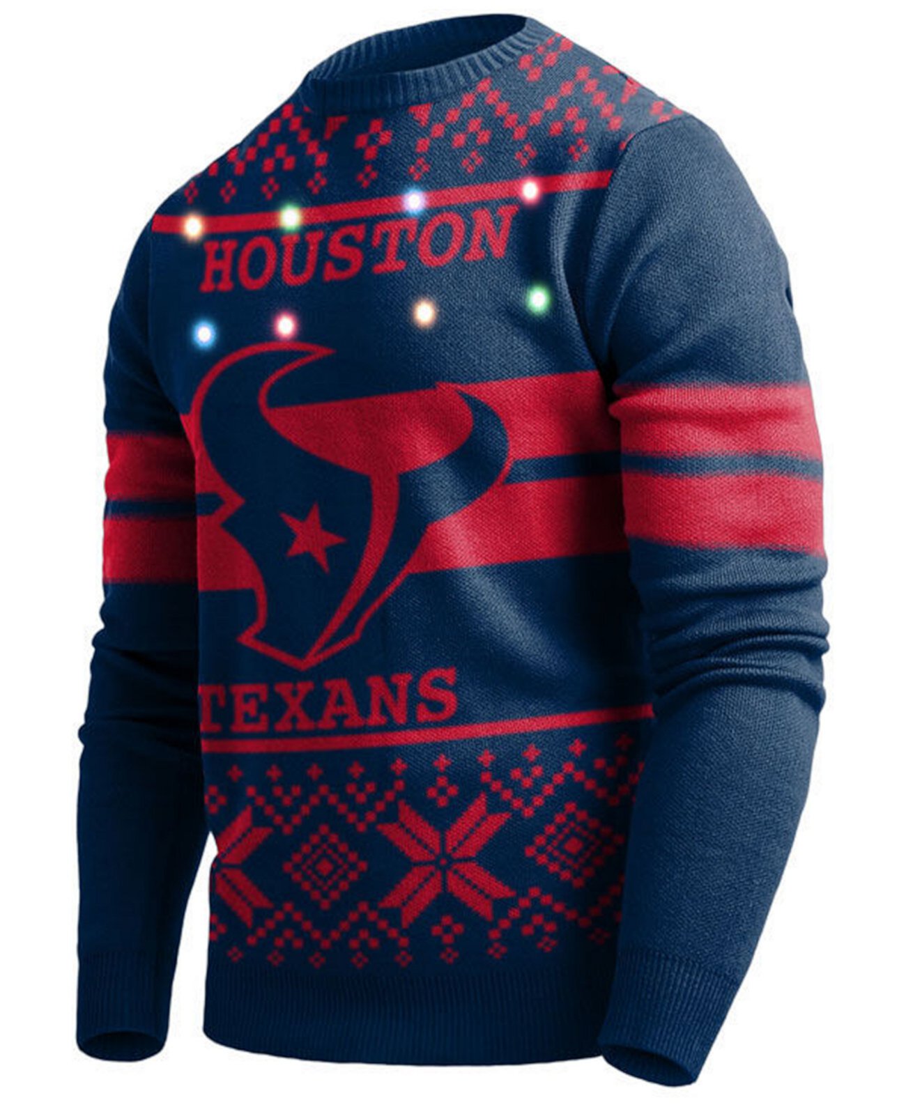 Мужской свитер с двумя полосками и большим логотипом Houston Texans с подсветкой Forever Collectibles