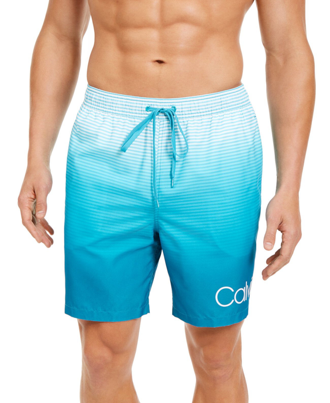 Мужские быстросохнущие плавки 7 дюймов в полоску с УФ-защитой 50+ Ombré, созданные для Macy's Calvin Klein