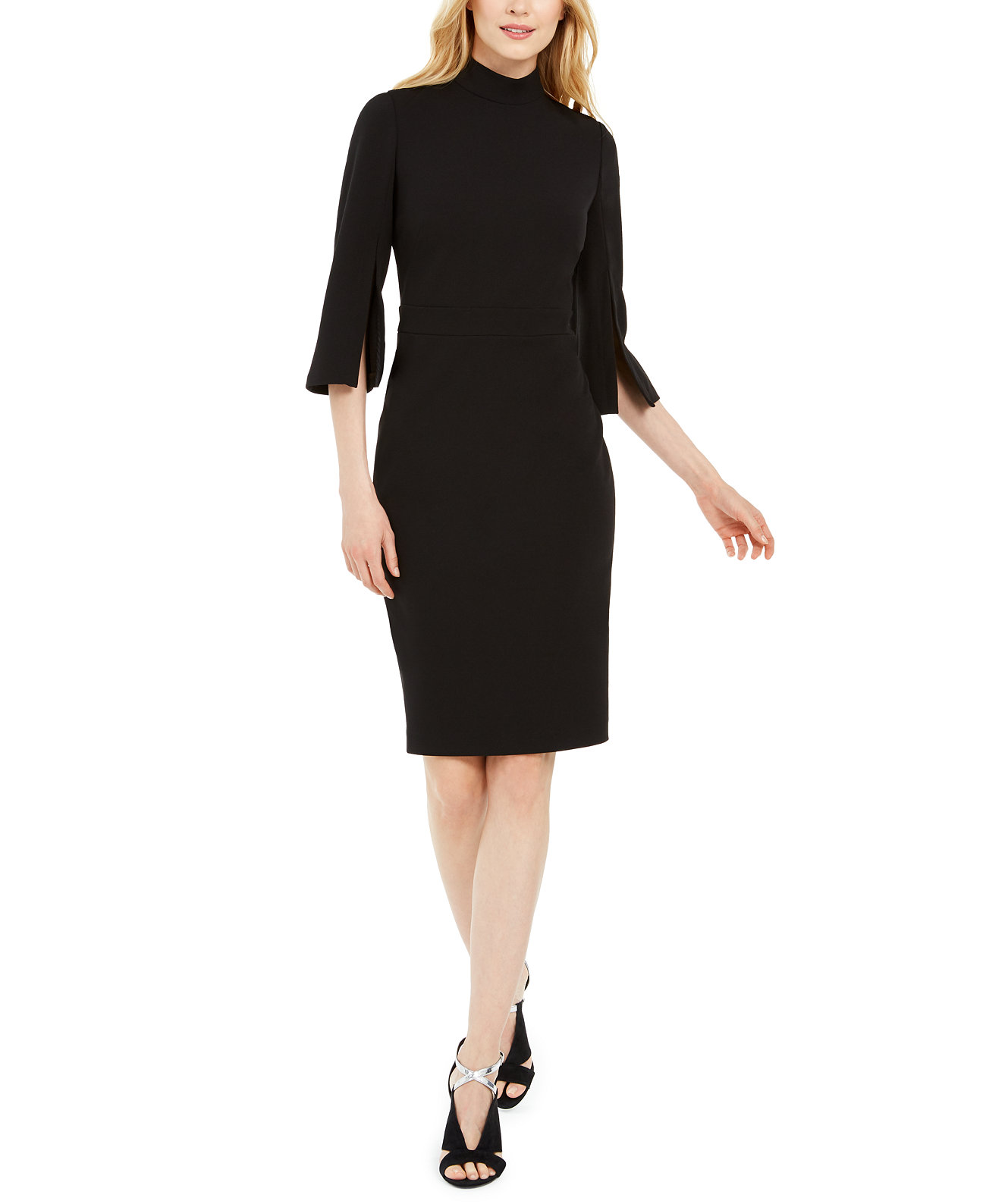 Платье-футляр с разрезом и рукавом Calvin Klein