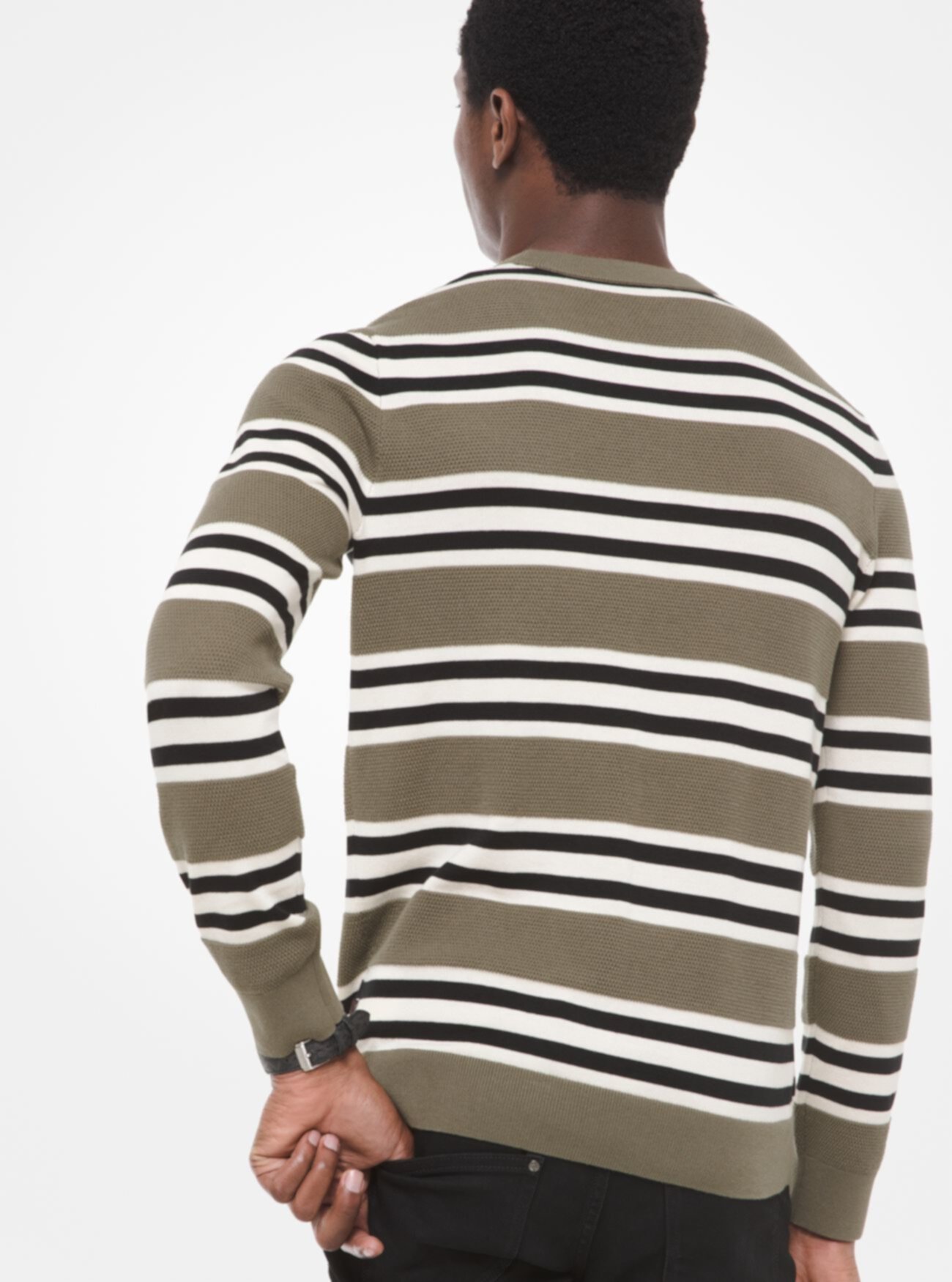 Полосатый фактурный хлопковый свитер Michael Kors