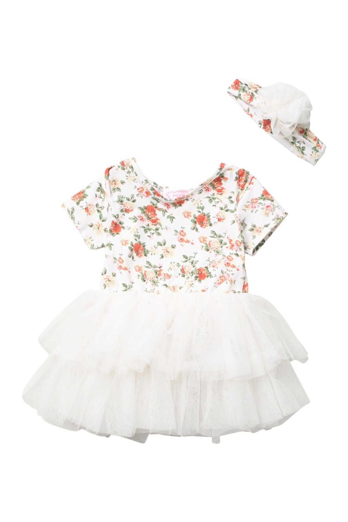 Платье-пачка с цветочным рисунком и повязка на голову (для маленьких девочек) Popatu