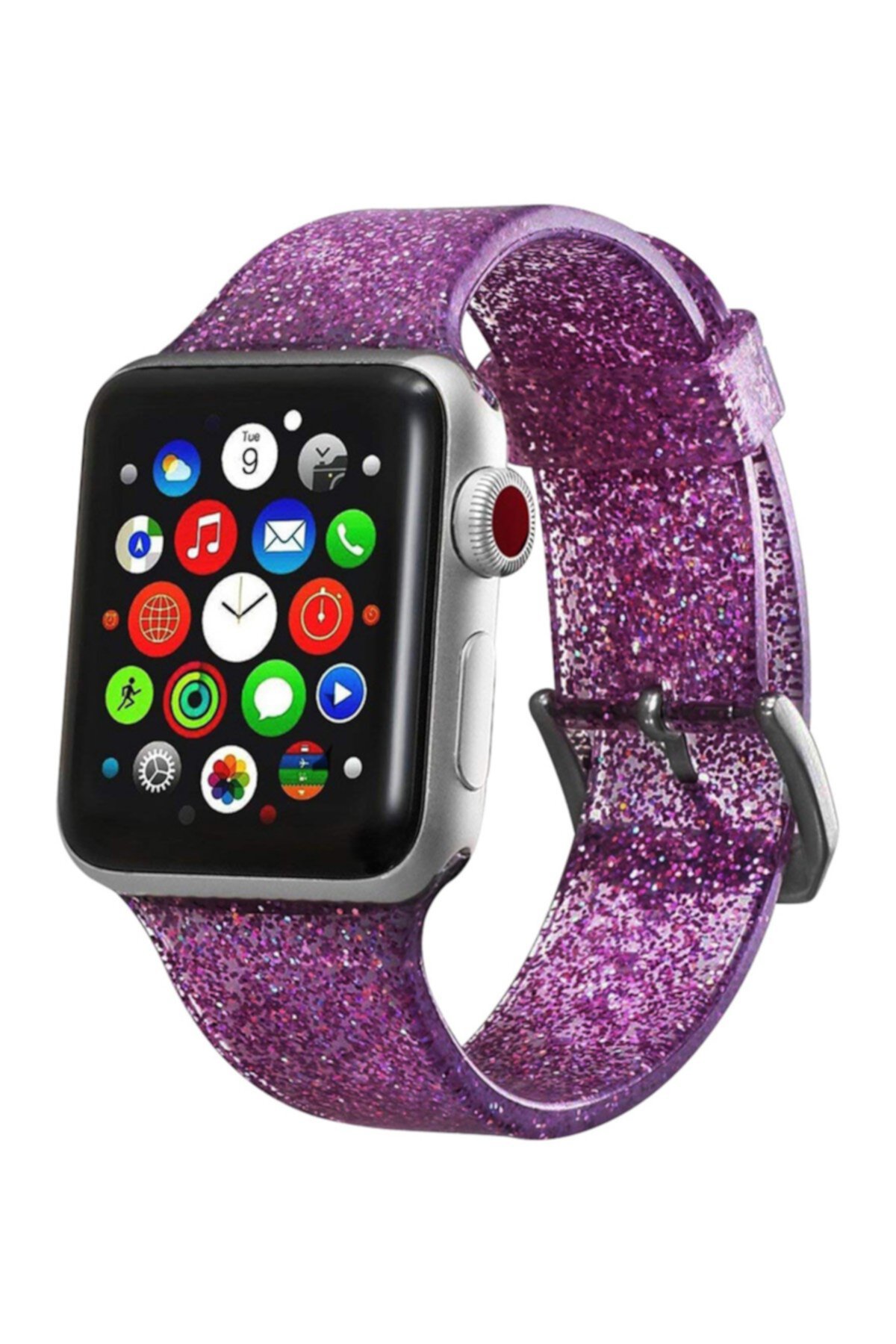 Силиконовый блестящий ремешок с застежкой-пряжкой для Apple Watch 42/44 мм серий 1, 2, 3, 4, 5 POSH TECH