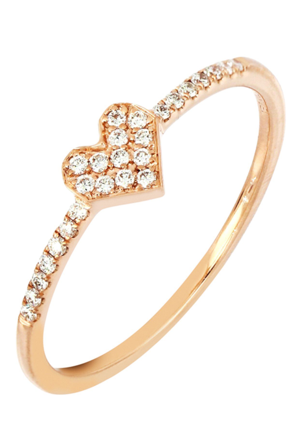 Кольцо с бриллиантом в форме сердца из розового золота 18 карат - 0.12 ctw Bony Levy