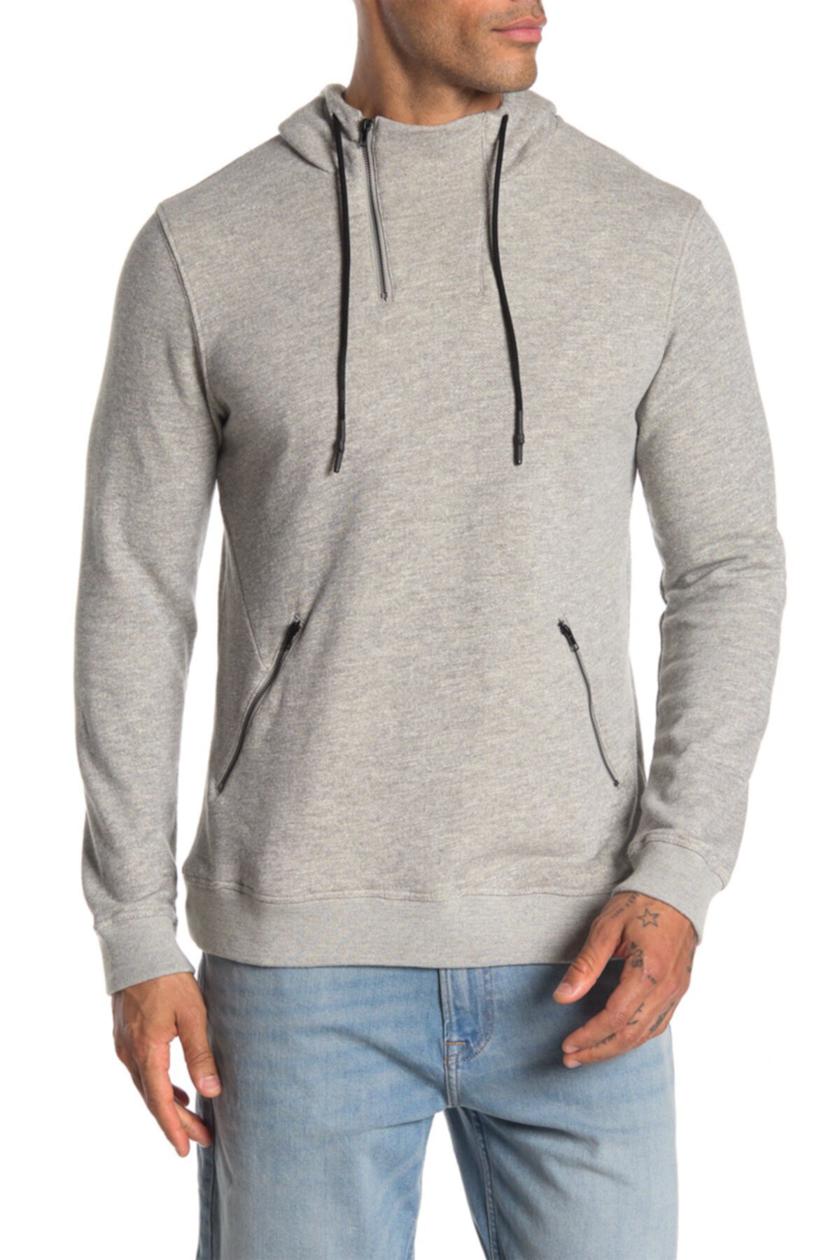 Меланжевый вязаный пуловер с капюшоном Vestige