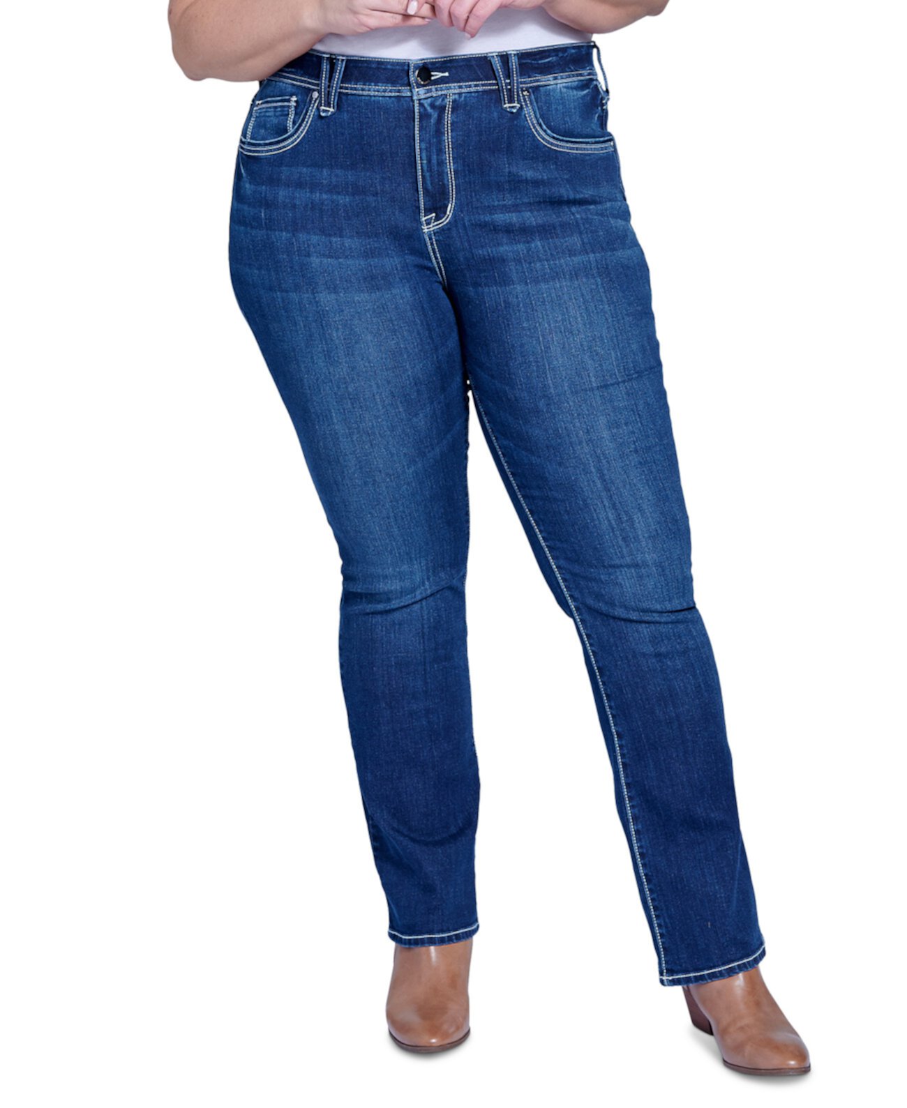 Модные джинсы большого размера с высокой посадкой и разрезами Bootcut Seven7 Jeans