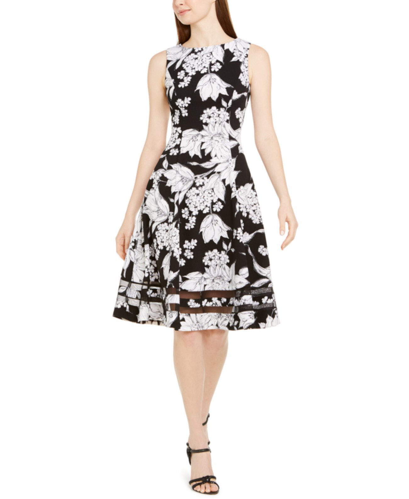 Приталенное платье в полоску с принтом Illusion Calvin Klein