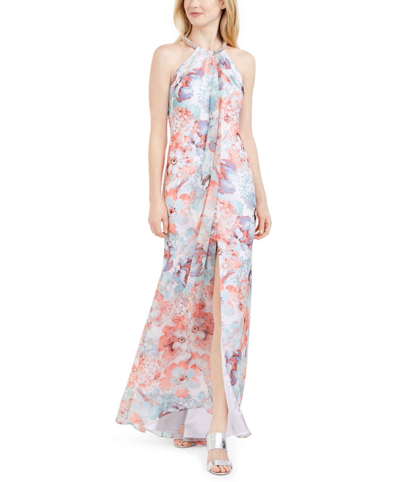 Платье с цветочным принтом и бретельками Calvin Klein