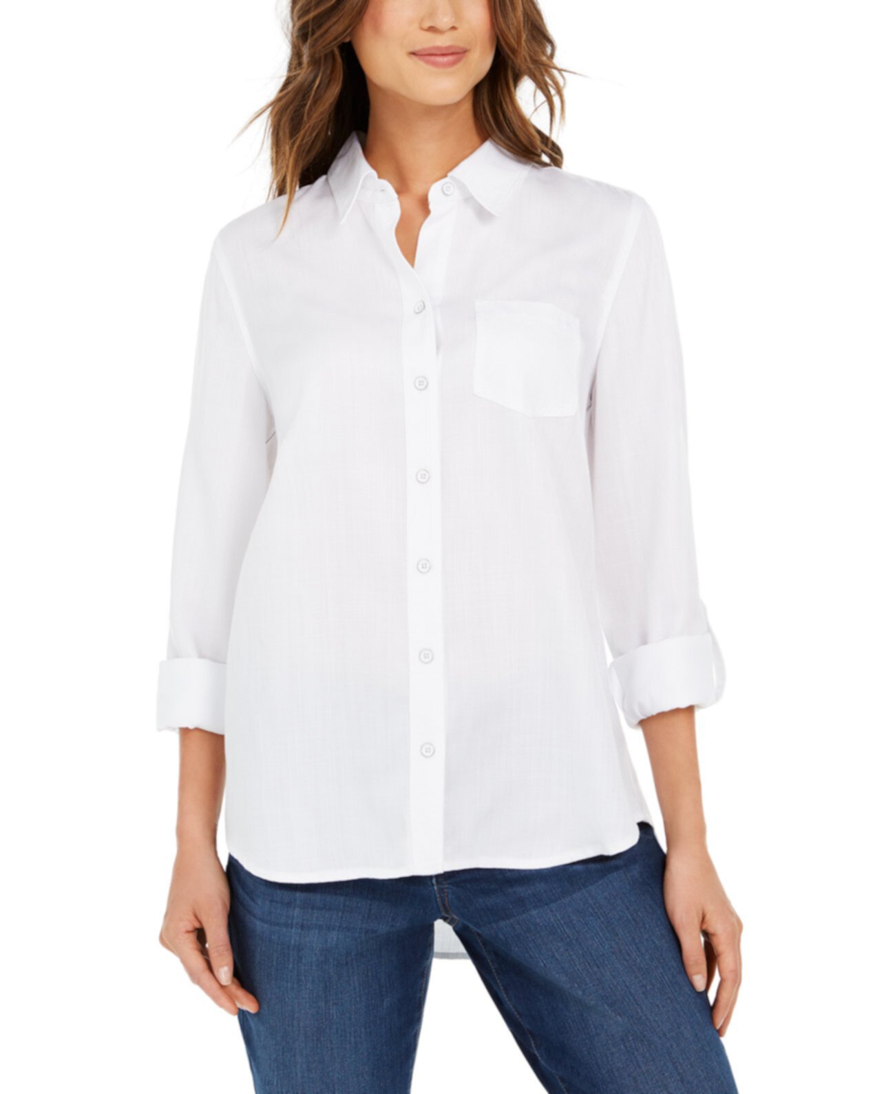 Однотонная рубашка на пуговицах, созданная для Macy's Style & Co