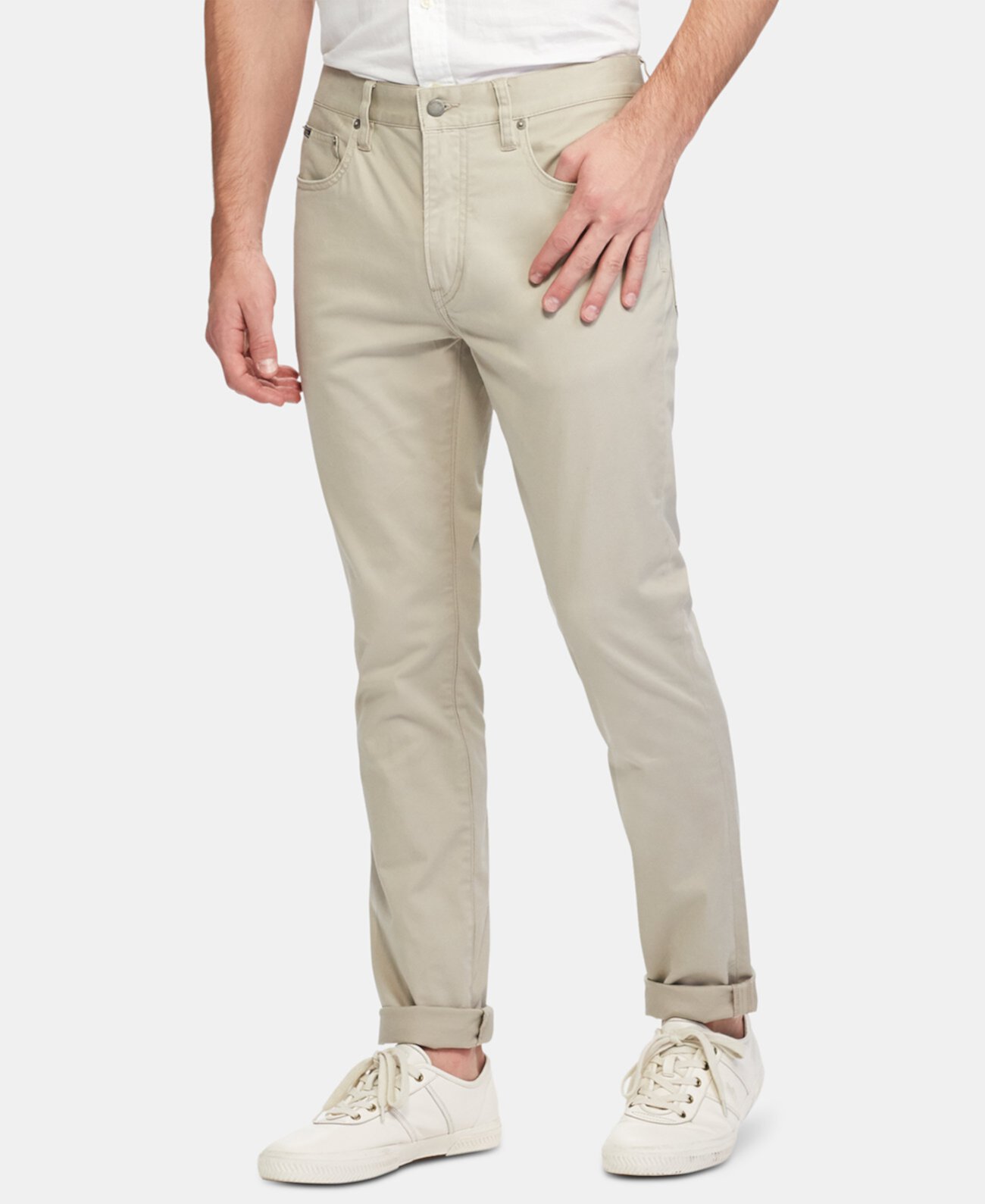 Мужские узкие прямые брюки из сатина с пятью карманами Polo Ralph Lauren