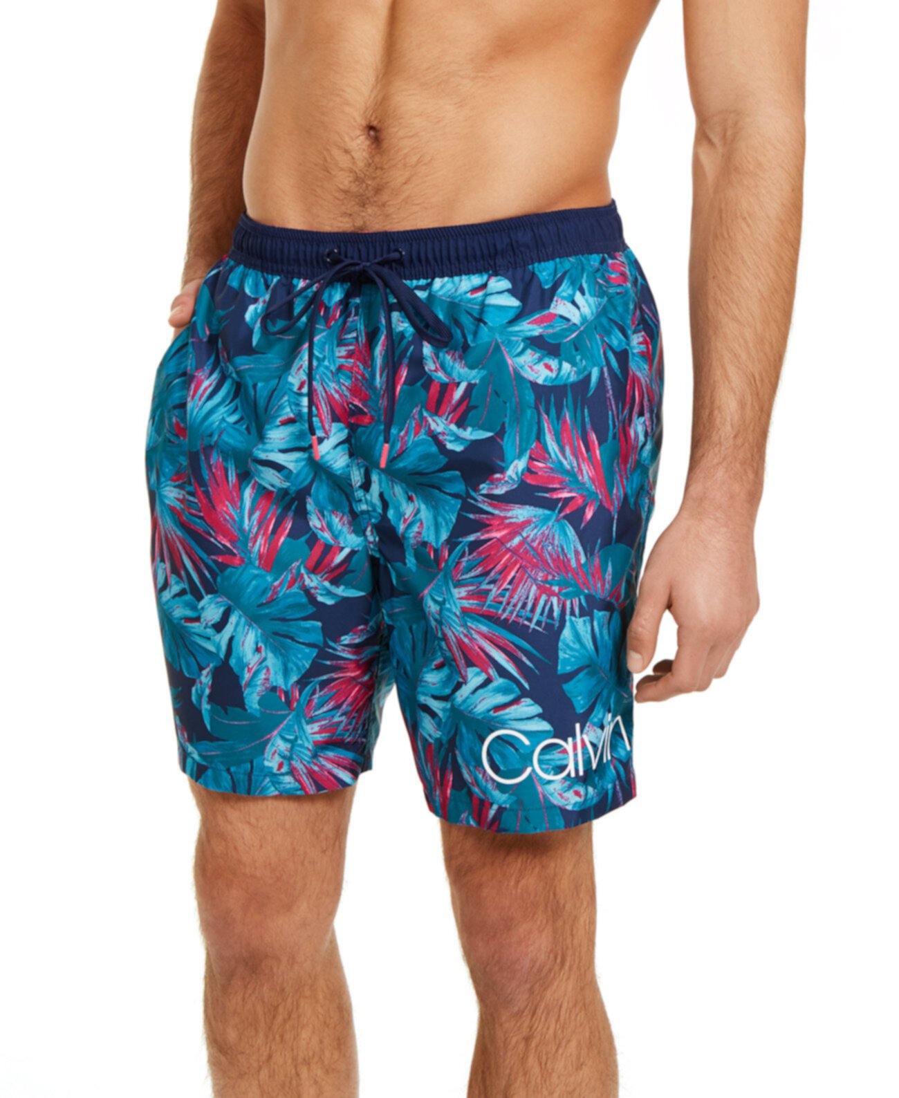Мужские Hawaiian Quick-Dry UV 50+ Tropical-Print 7 "плавки, созданные для Macy's Calvin Klein