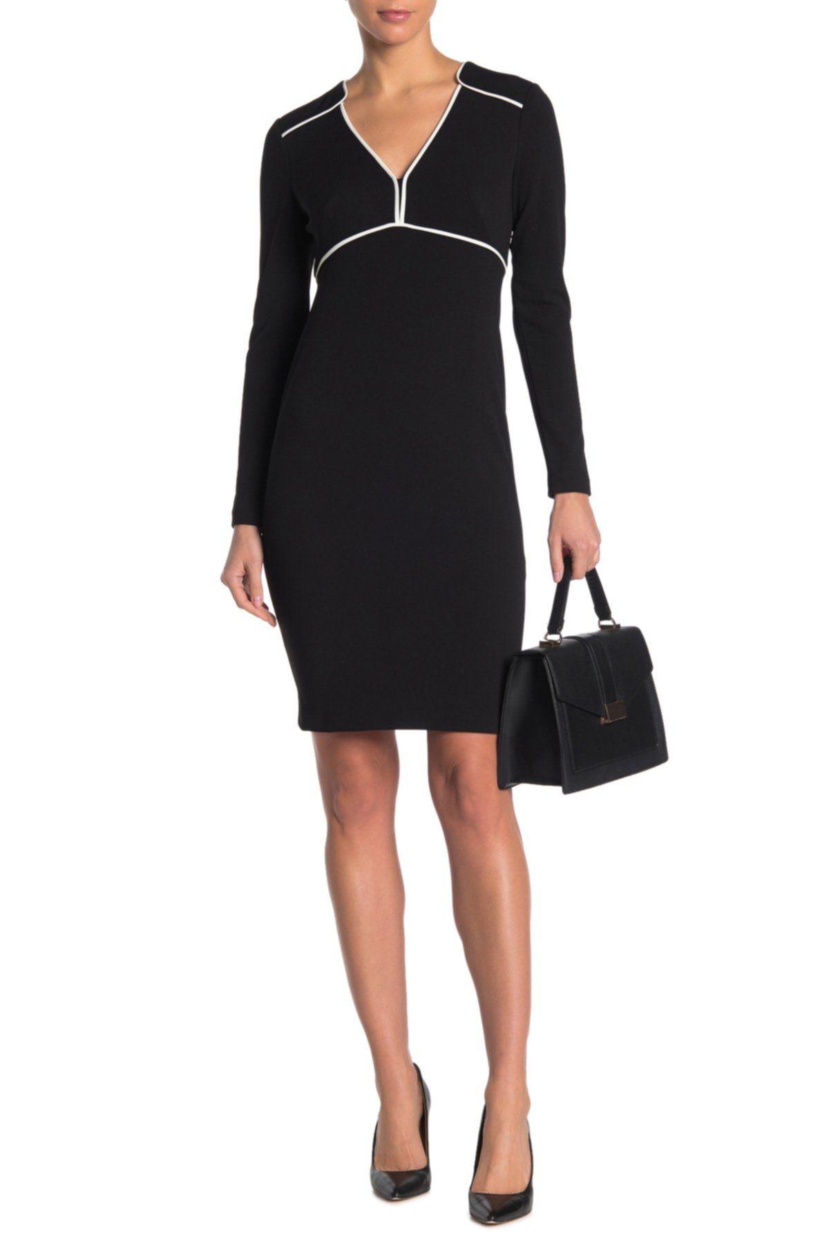 Платье-футляр с длинными рукавами Calvin Klein