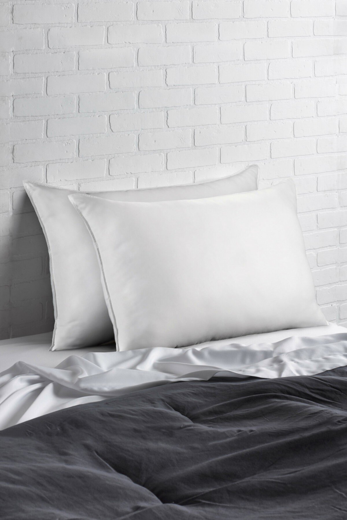 Плюшевая плюшевая противоаллергическая гелевая боковая / задняя спальная подушка - набор из 2 - белый Ella Jayne