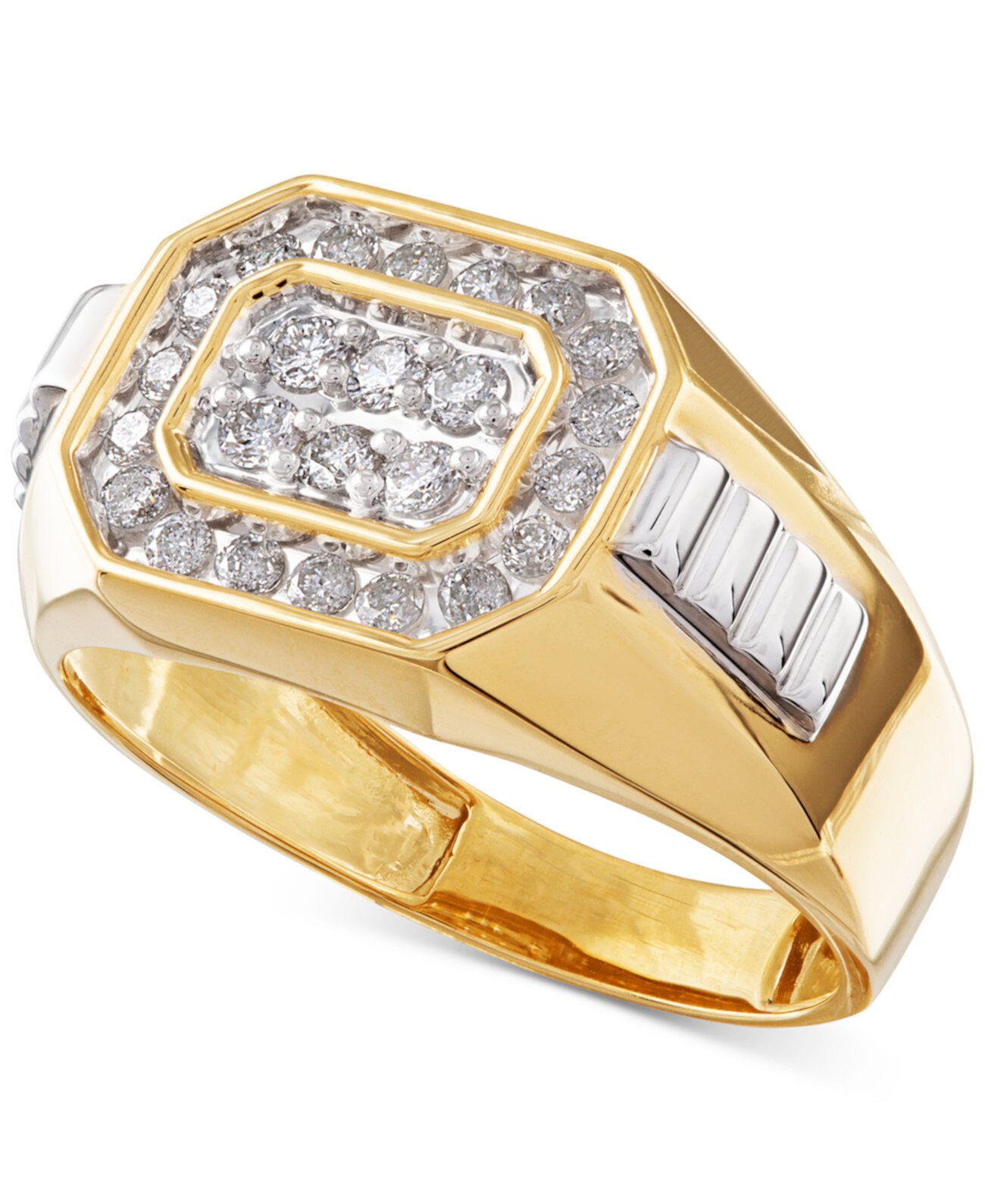 Мужское прямоугольное кольцо с бриллиантом из золота 585 пробы (1/2 карата) Macy's
