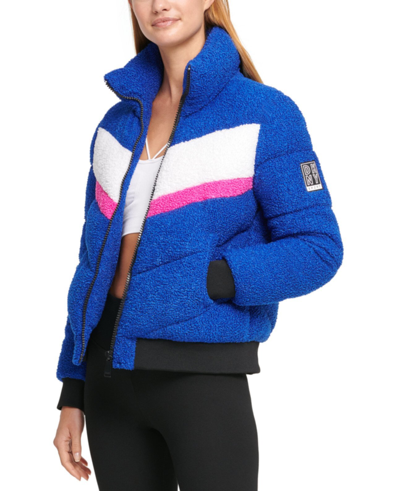 Спортивная куртка-пуховик с цветными блоками DKNY