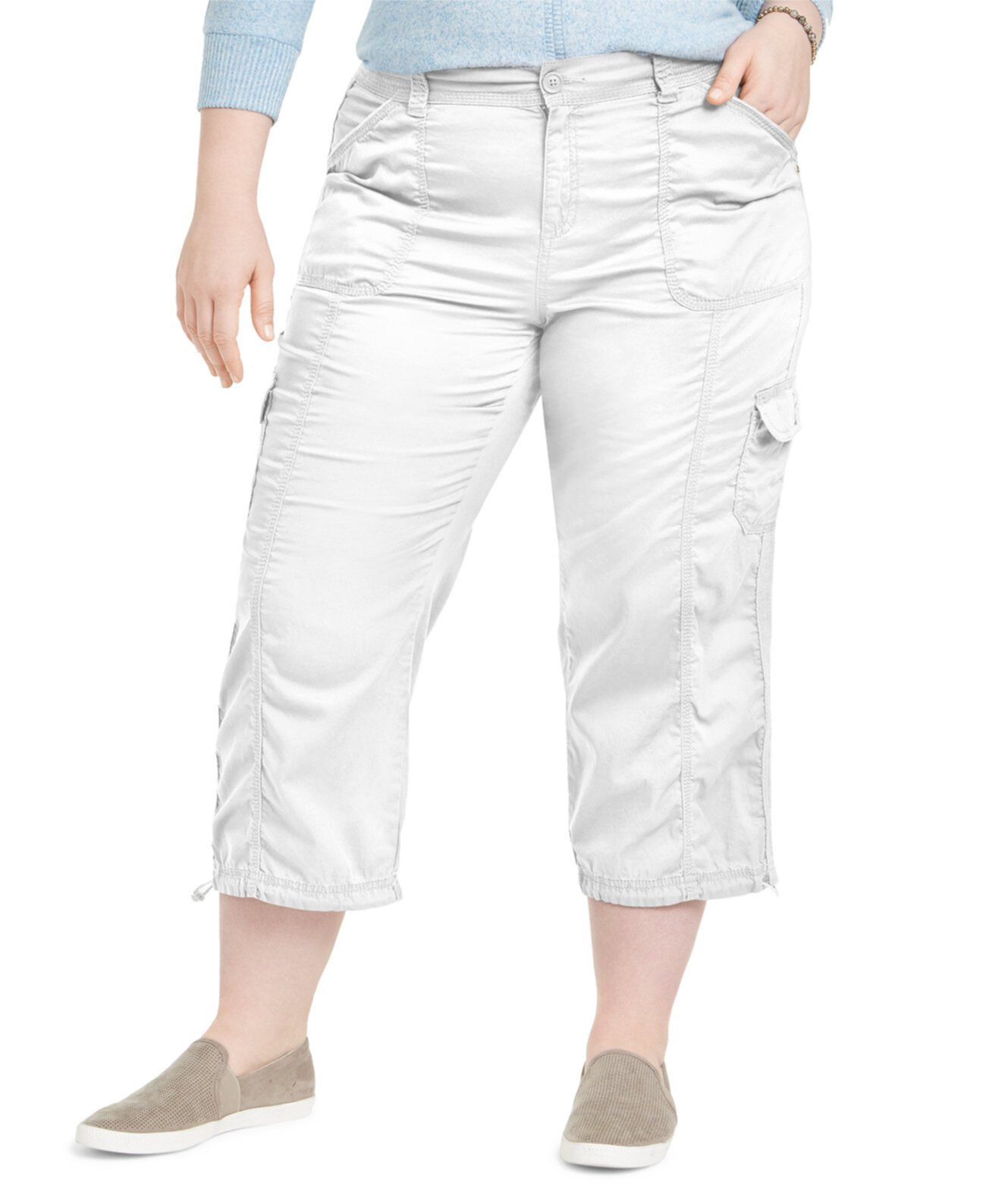 Plus Size Cotton Bungee Cargo Capri Pants, Created for Macy's Style & Co