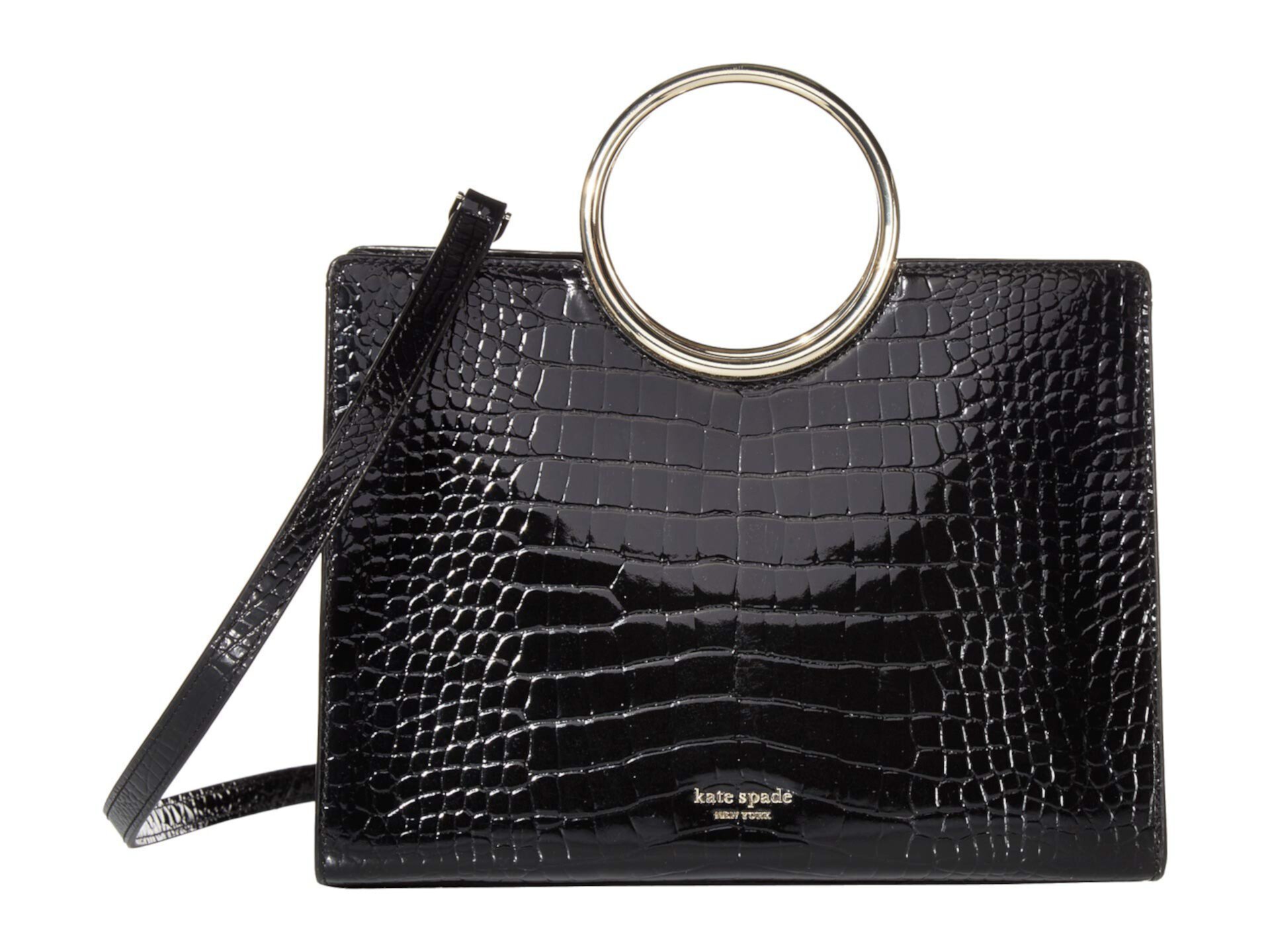Сумка-портфель среднего размера с браслетом Sam с тиснением под крокодиловую кожу Kate Spade New York