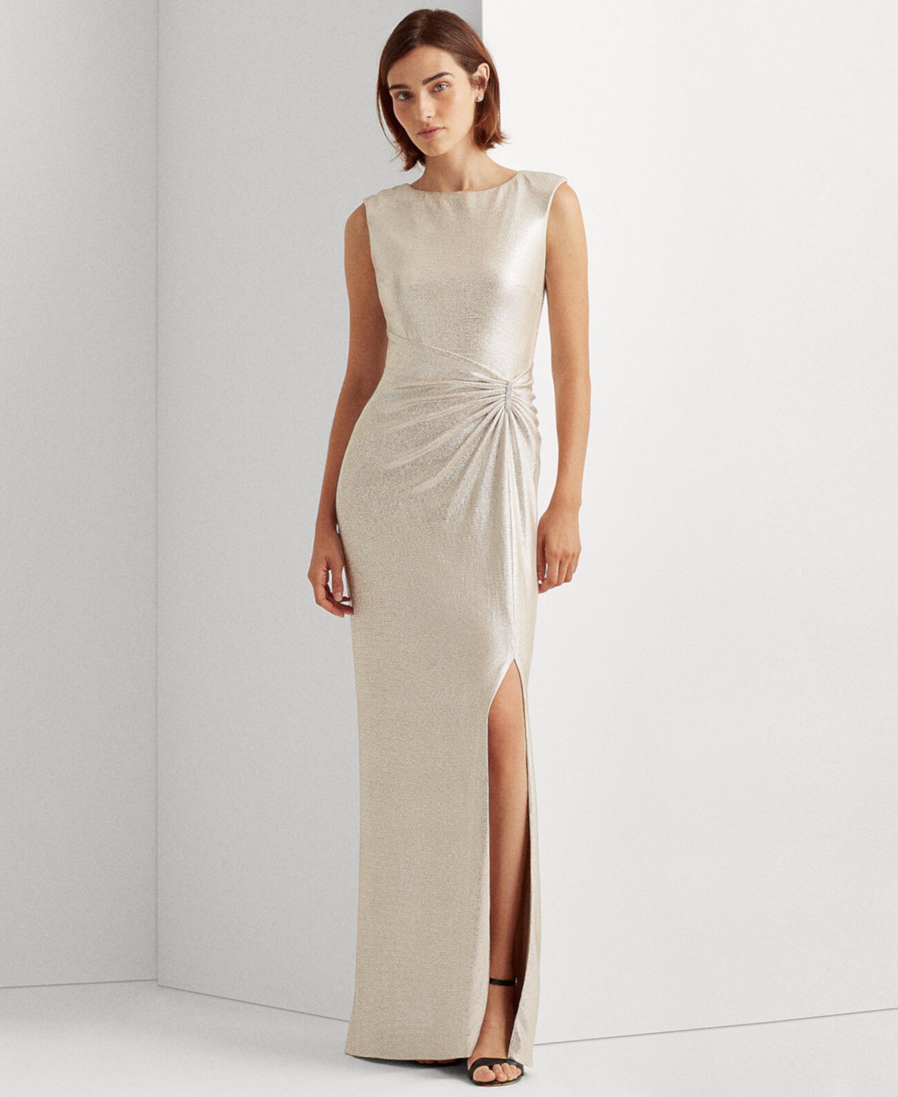Бальное платье без рукавов с металлическим вырезом LAUREN Ralph Lauren