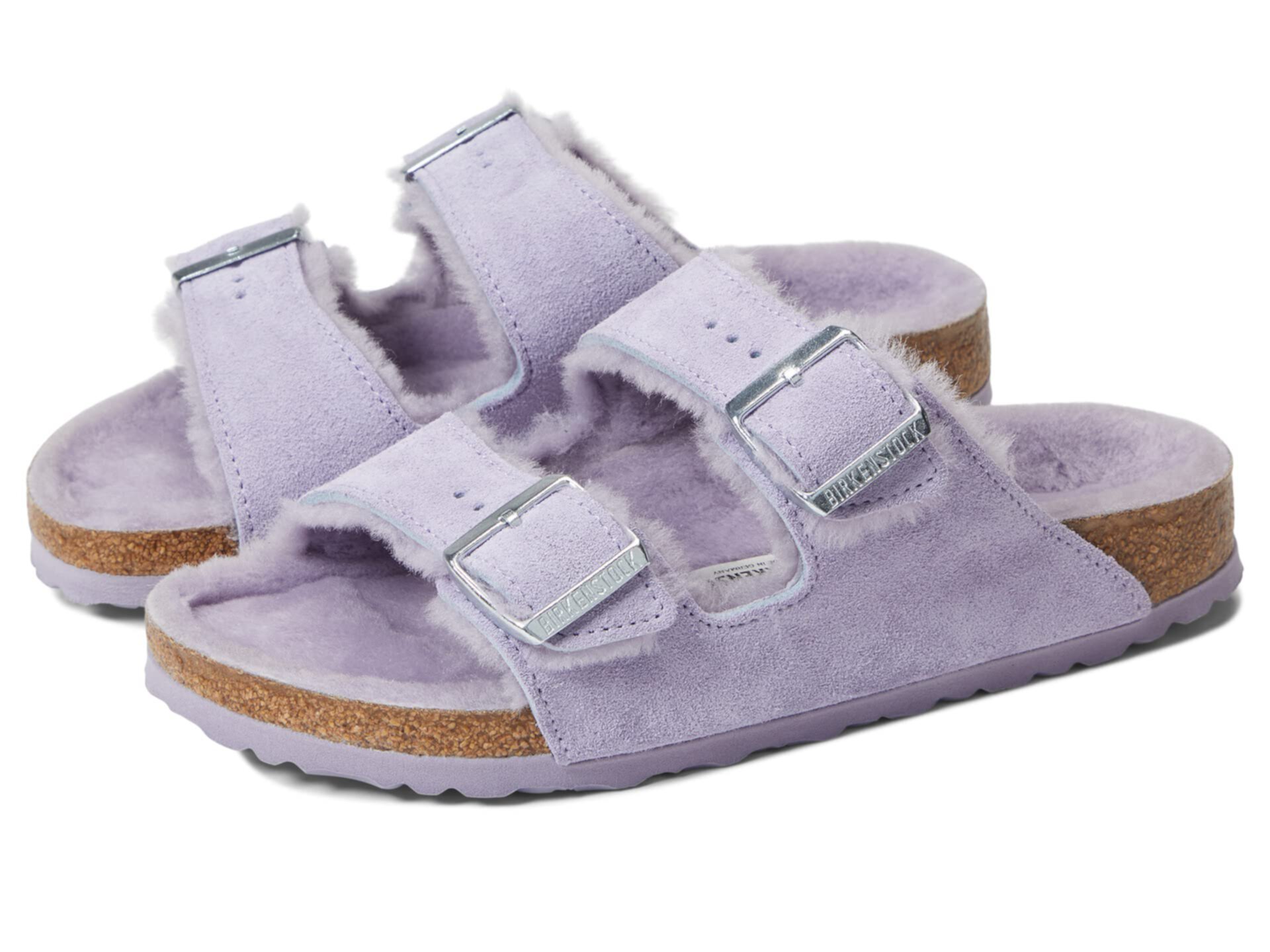 Мягкие замшевые сандалии Arizona Shearling от Birkenstock с овчинной подкладкой Birkenstock