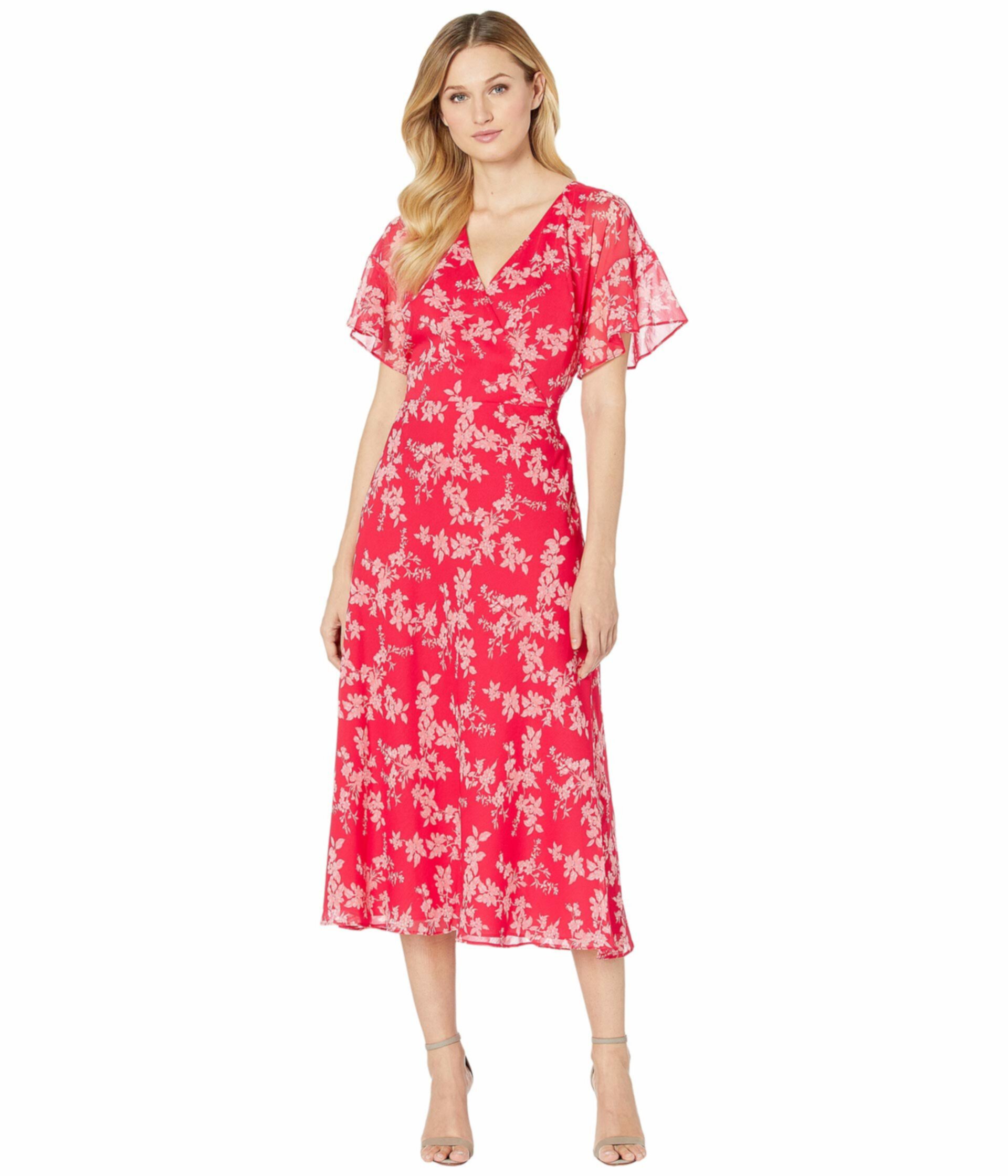 Платье с цветочным принтом и завязками спереди Ralph Lauren
