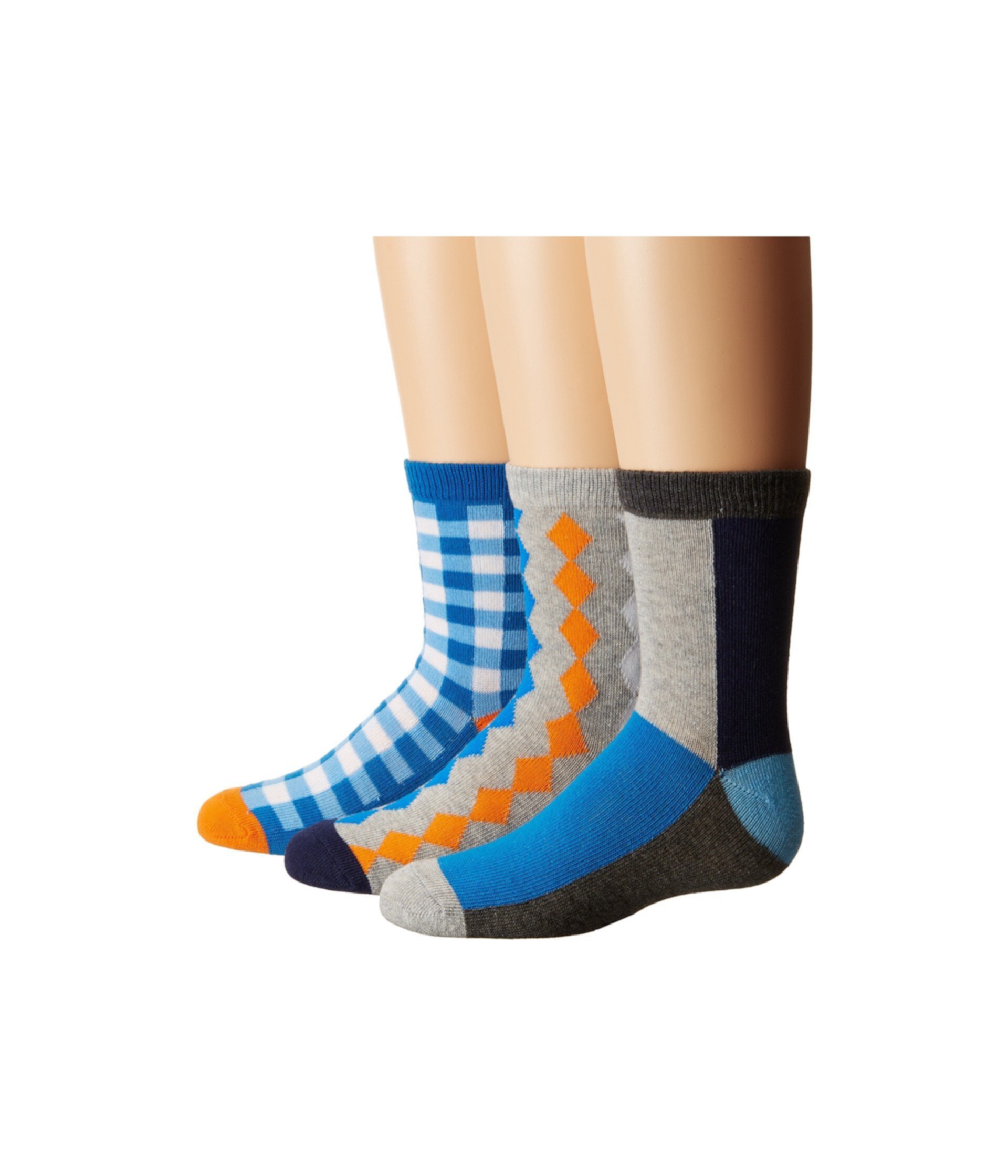 Комплект из 3 пар из ситцевого пигмента с цветными блоками и носками Argyle (для малышей / маленьких детей / больших детей) Jefferies Socks