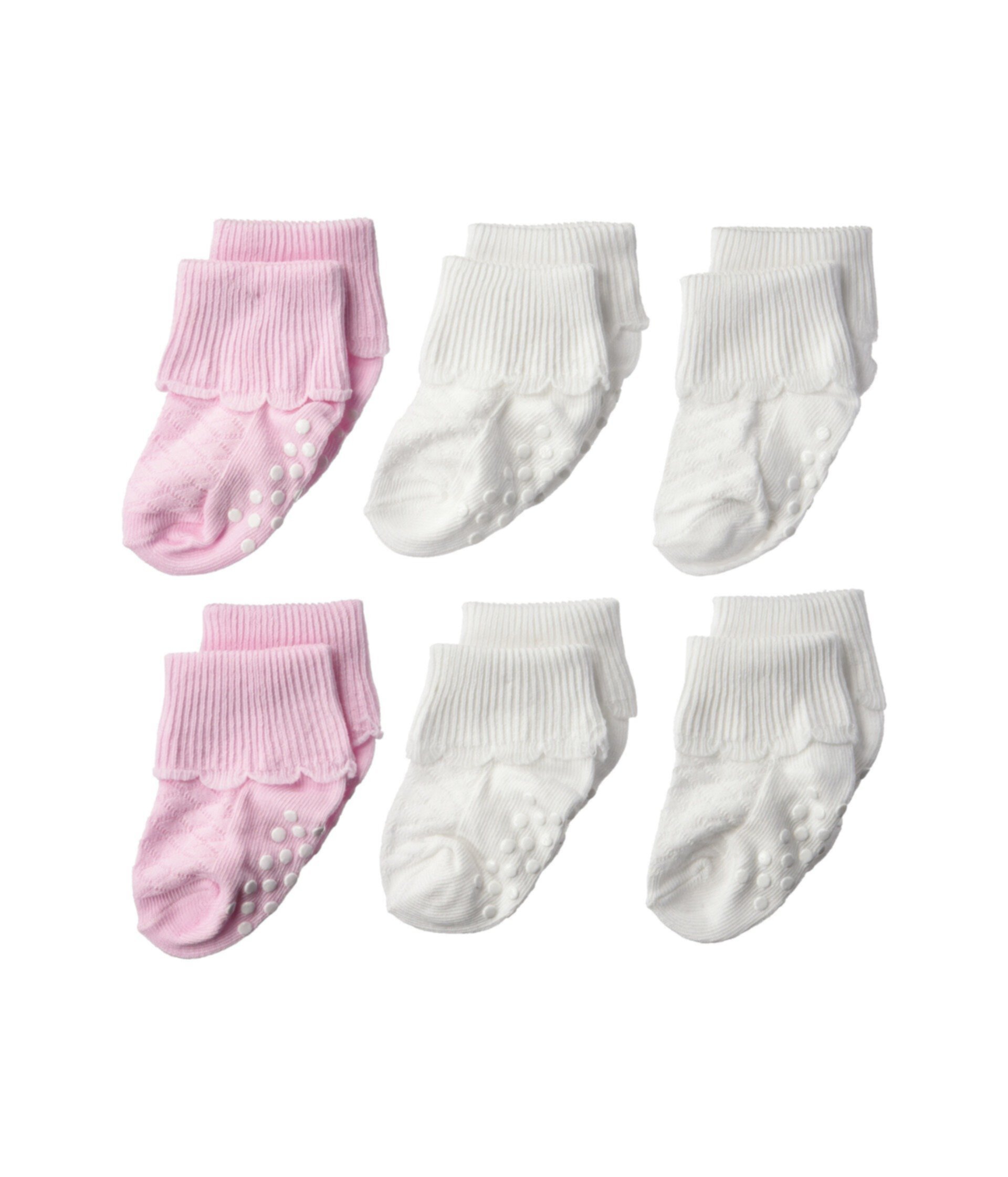 Нескользящие зубчатые откидные манжеты в упаковке из 6 штук (для младенцев / малышей) Jefferies Socks