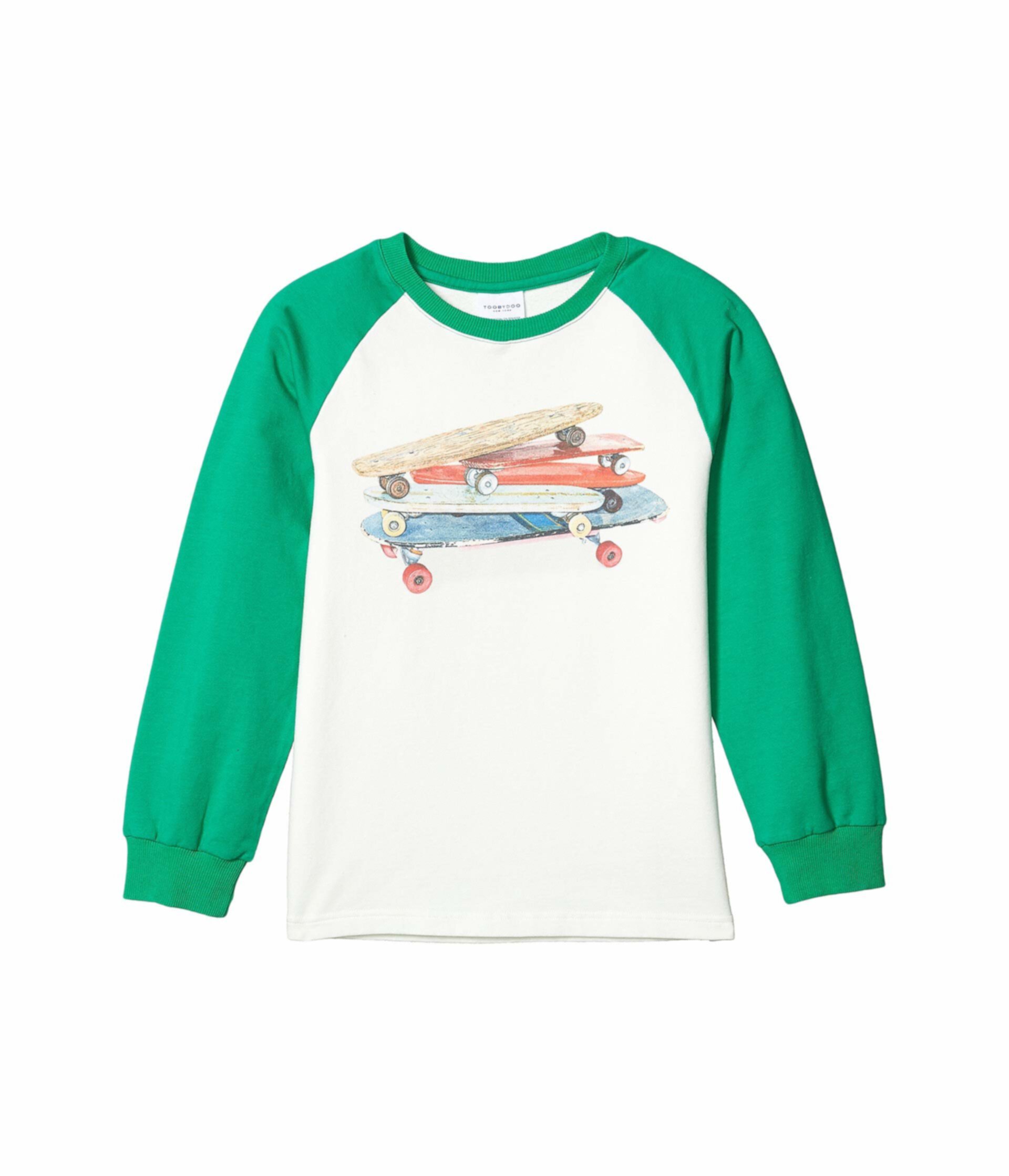 Бейсбольная футболка с принтом для скейтборда (для малышей / маленьких детей / больших детей) Toobydoo