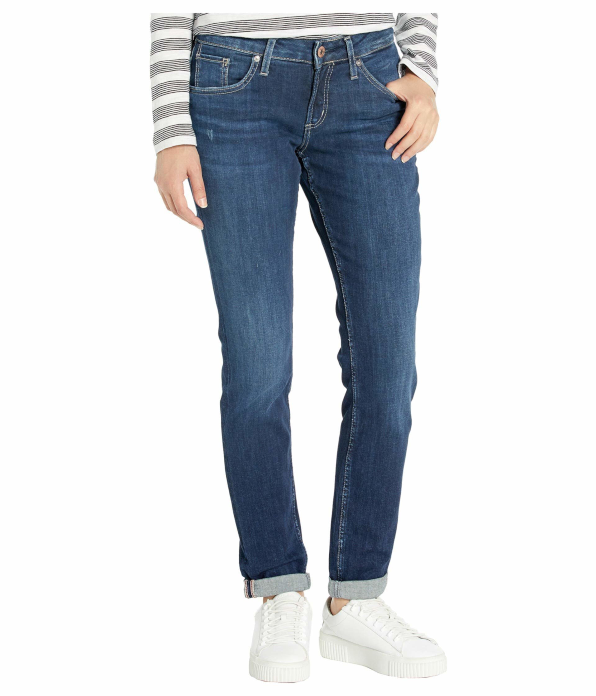 Зауженные джинсы бойфренда со средней посадкой цвета индиго L27101SSX365 Silver Jeans Co.