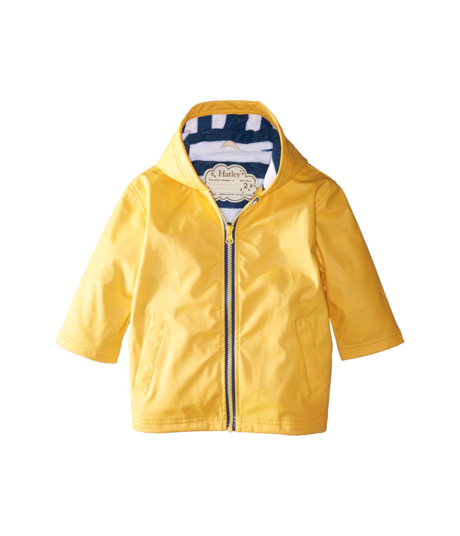Желтый с темно-синей подкладкой в полоску куртка с капюшоном (для малышей / маленьких детей / старших детей) Hatley