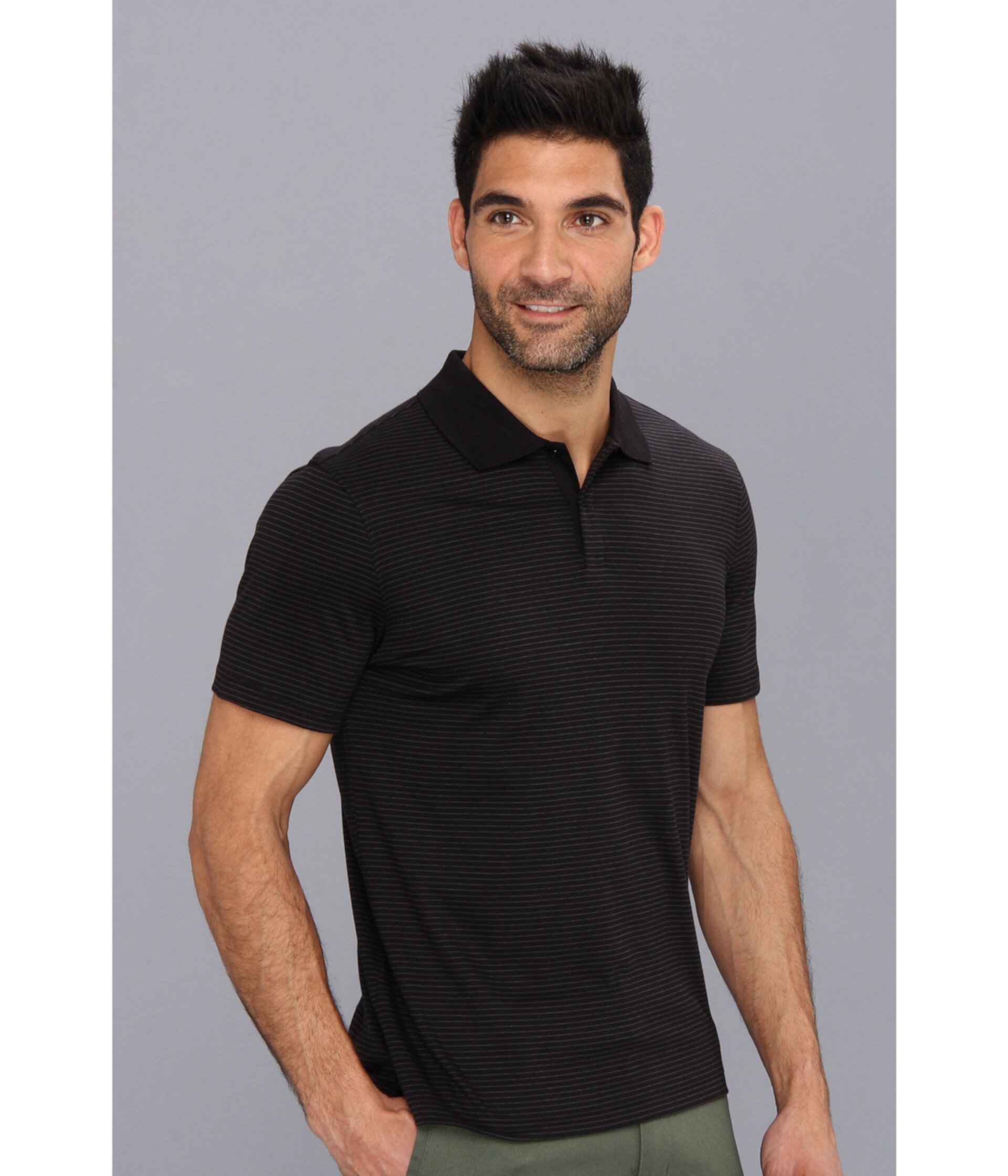 Рубашка-поло из жидкого хлопка с интерлоками на 2 пуговицах и S / S Calvin Klein