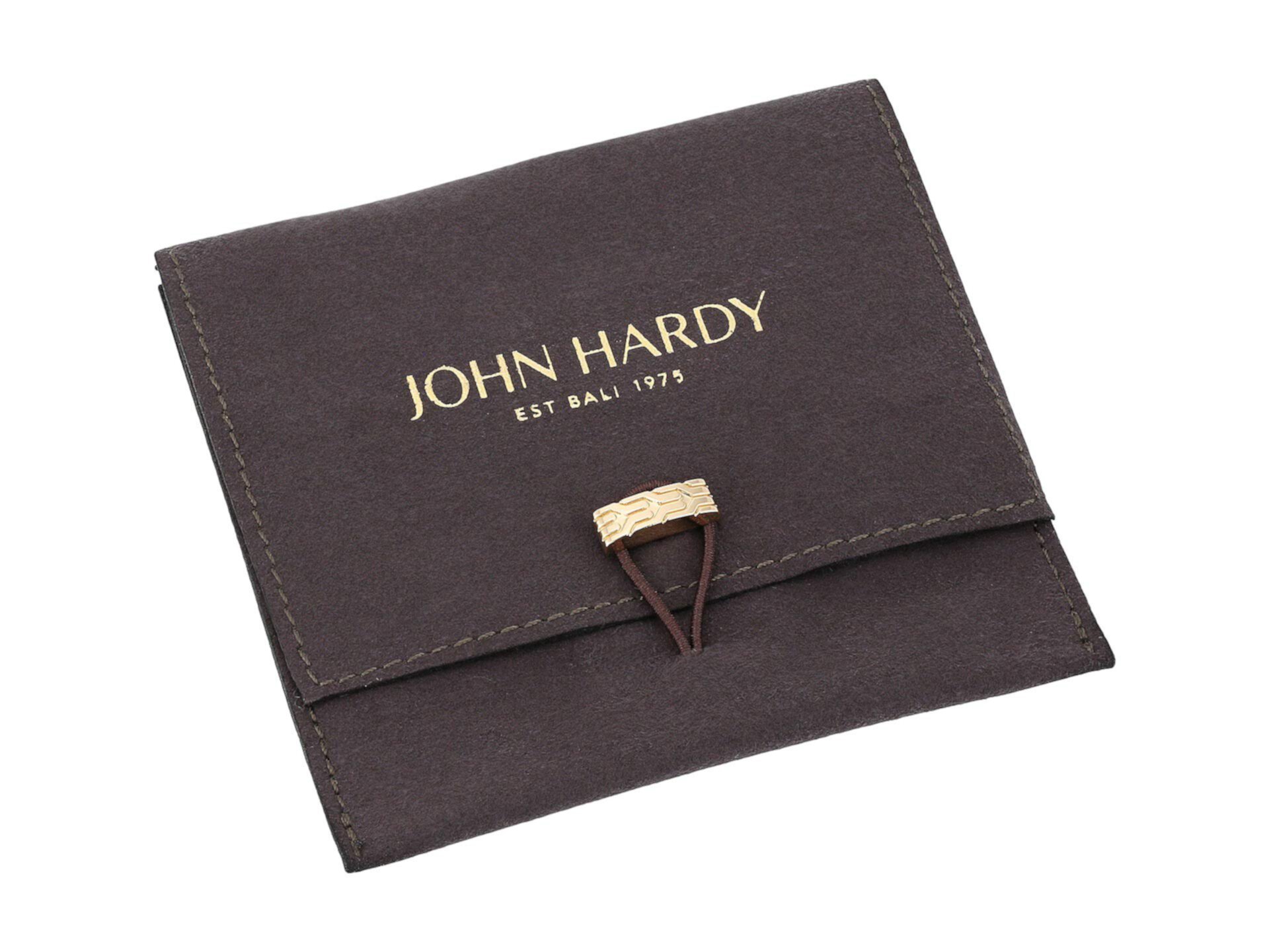 6-миллиметровый классический серебряный цепной тройной браслет на коричневой коже с застежкой на крючке JOHN HARDY