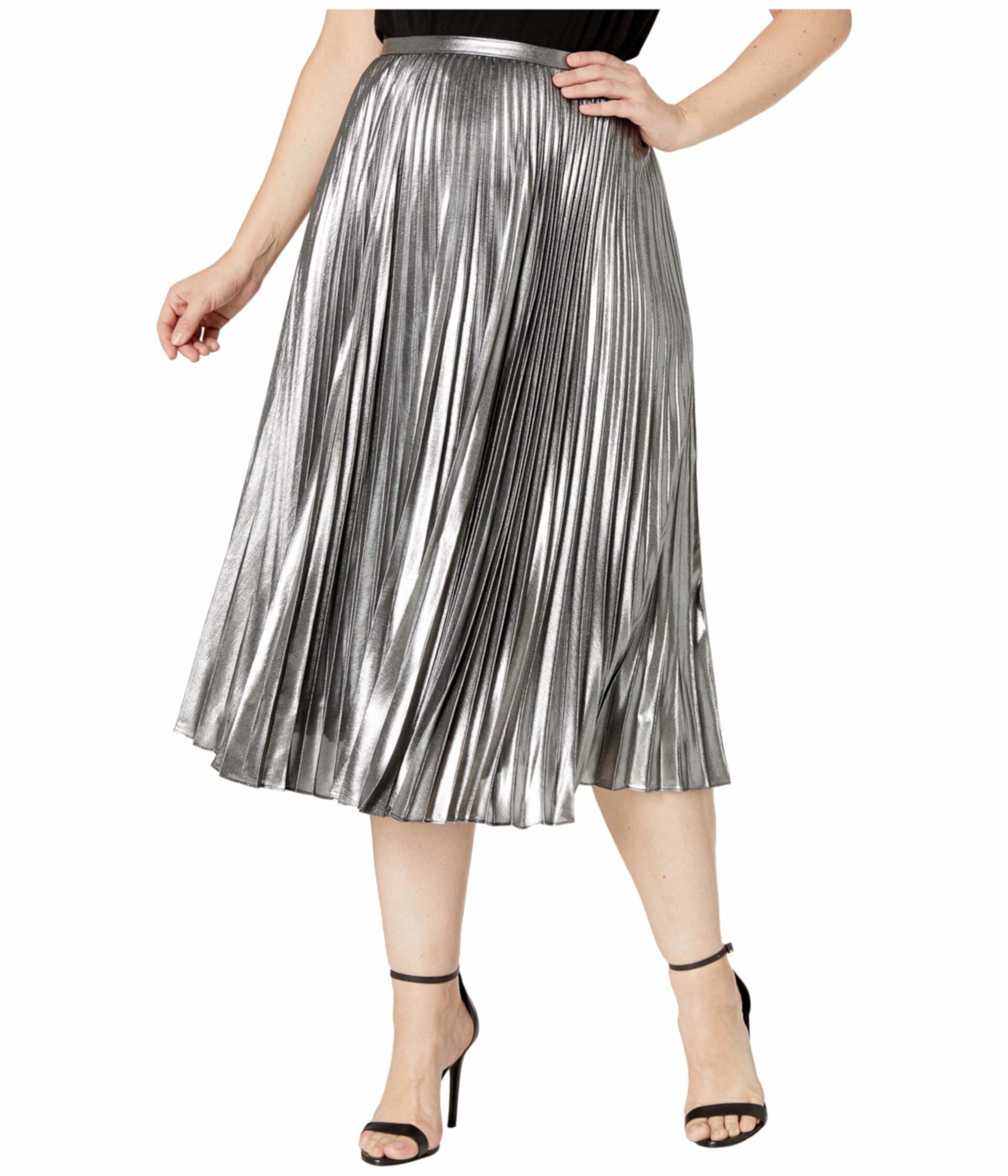 Плиссированная металлическая юбка большого размера Ralph Lauren