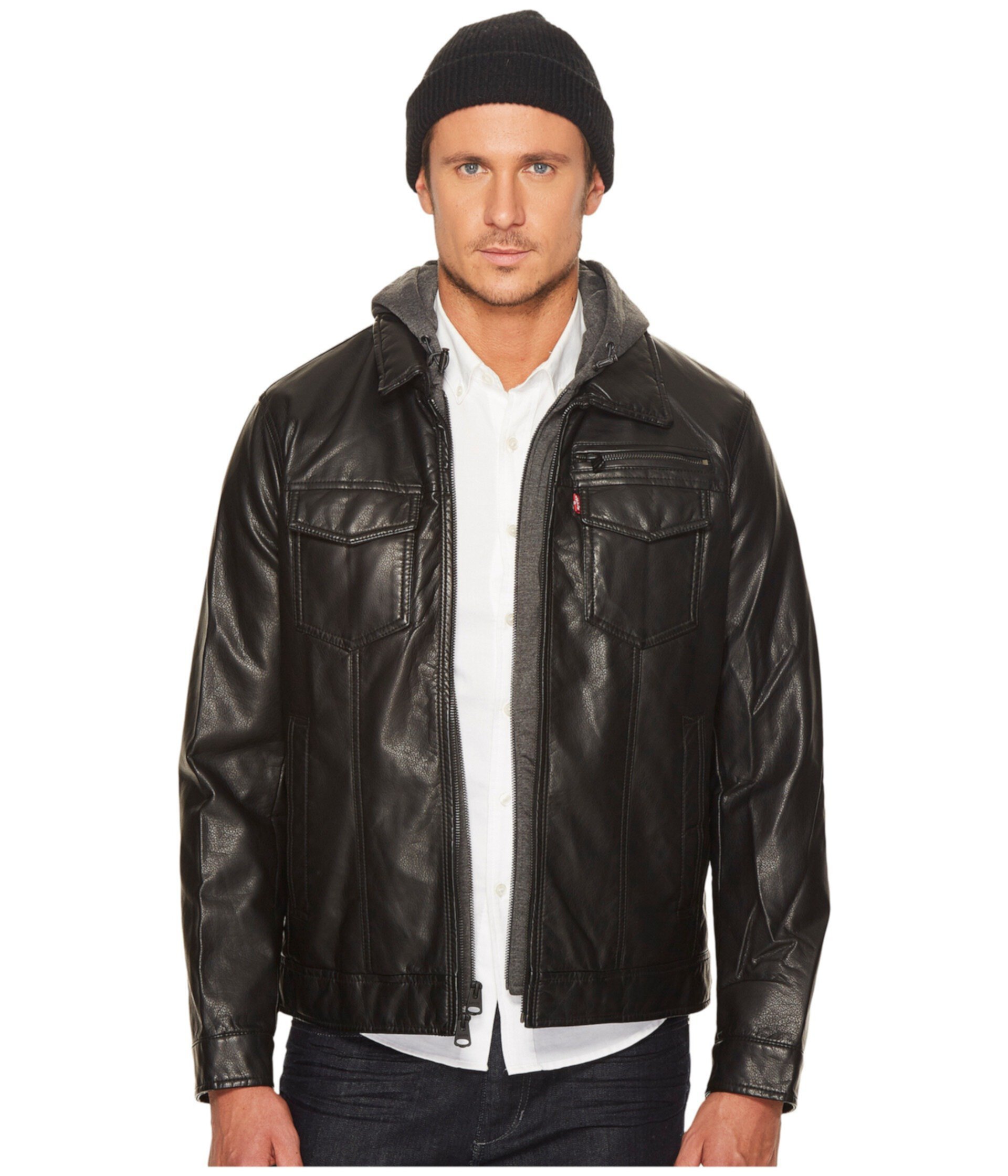 Куртка-пиджак из искусственной кожи с капюшоном из джерси и флисовой подкладкой Levi's®