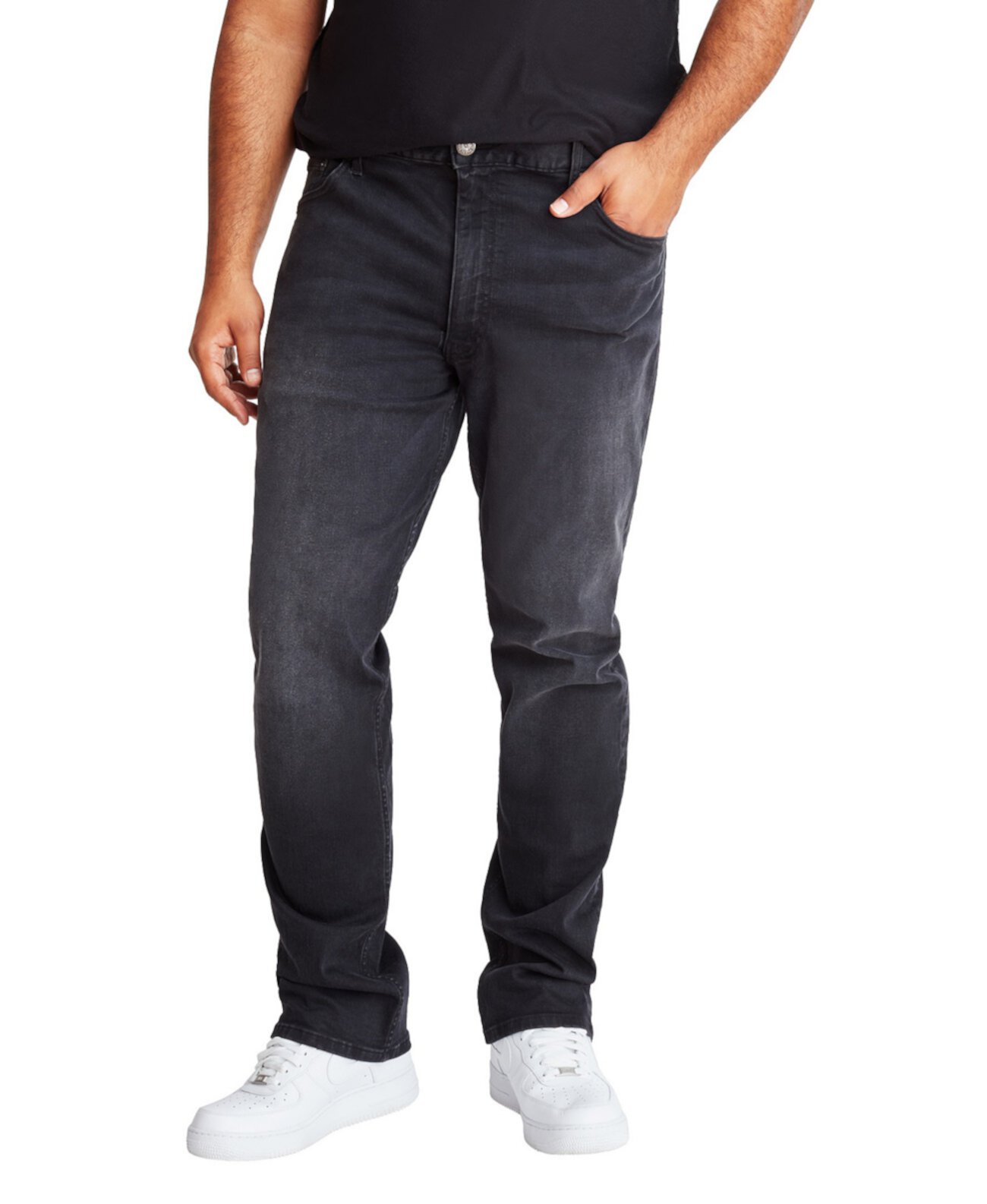 Черные винтажные мужские джинсы прямого кроя с эффектом потертости MVP Collections Mvp Collections By Mo Vaughn Productions